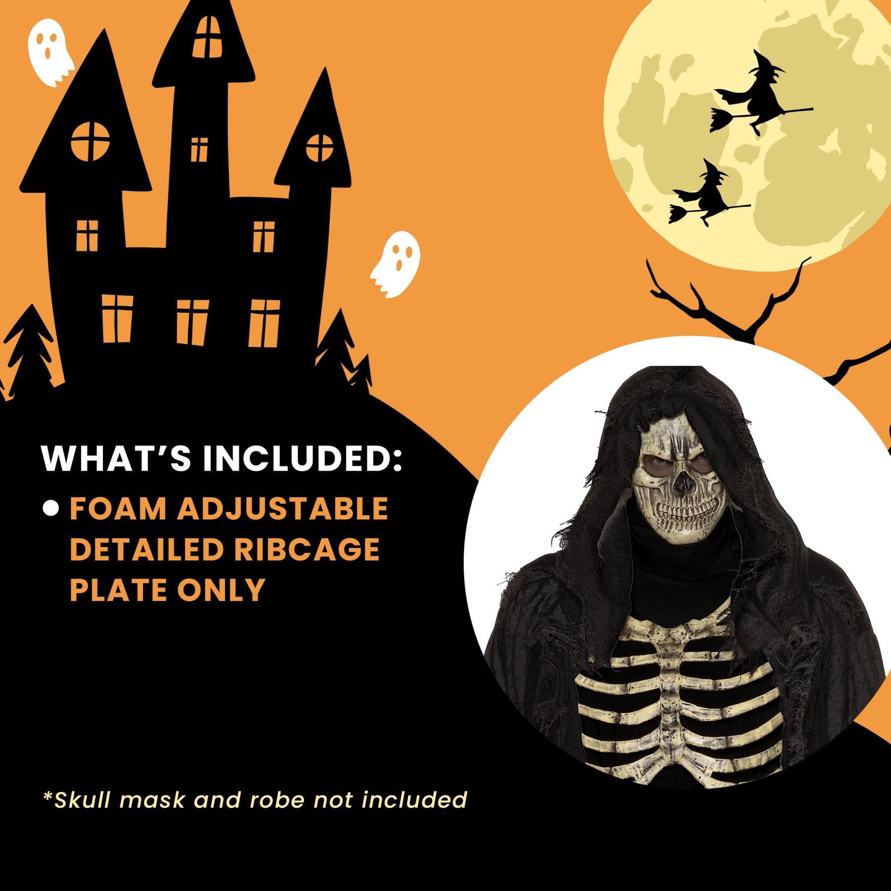 Skeleton Chest Plate Adult Costume Accessory | One Size