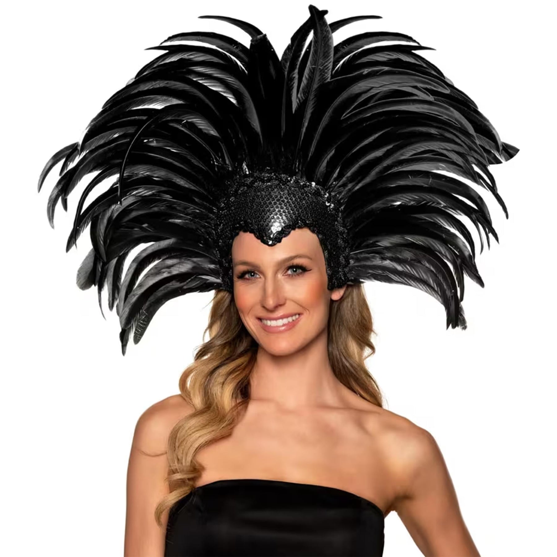 Showgirl Headband With Coch Feathers Costume Accessory | One Size