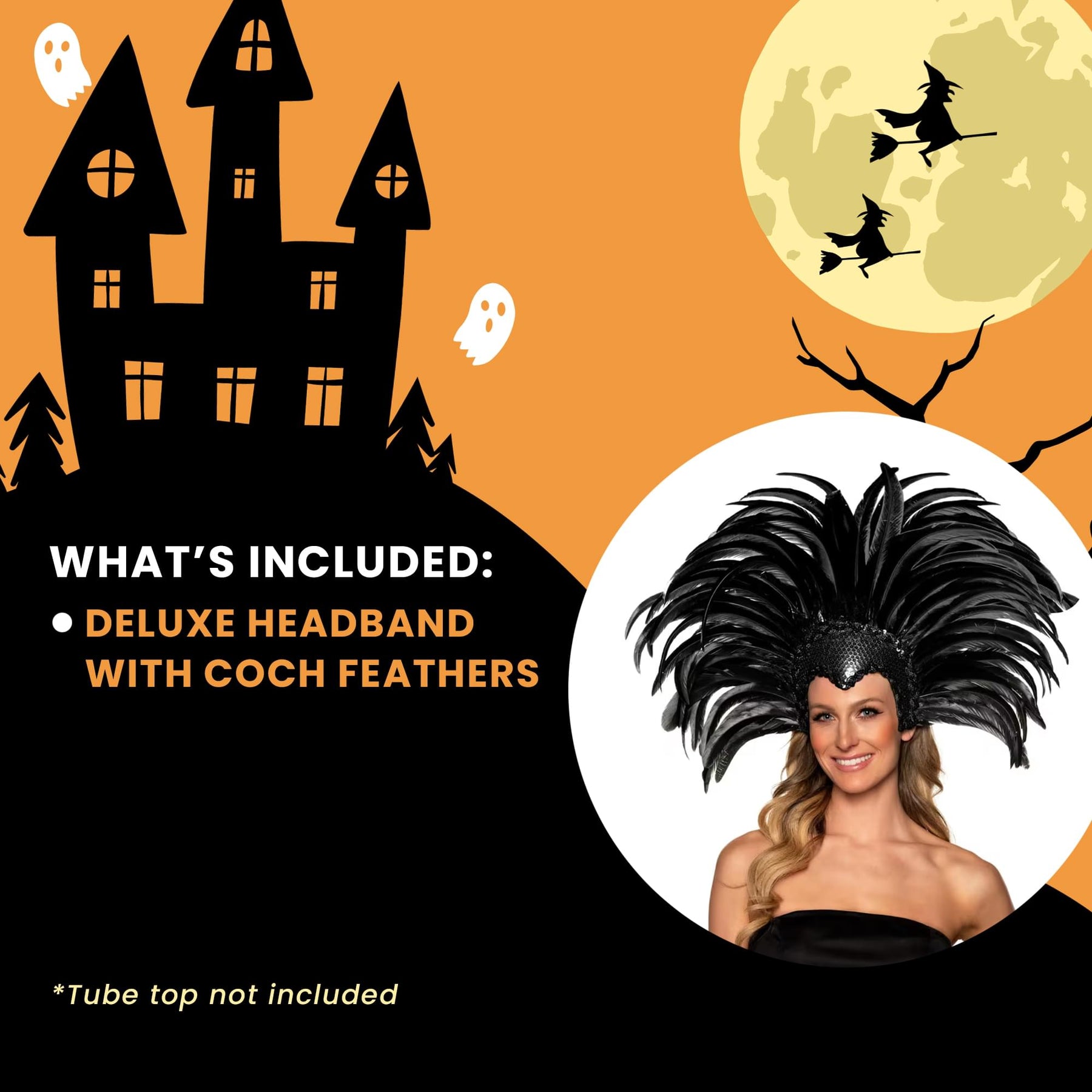 Showgirl Headband With Coch Feathers Costume Accessory | One Size
