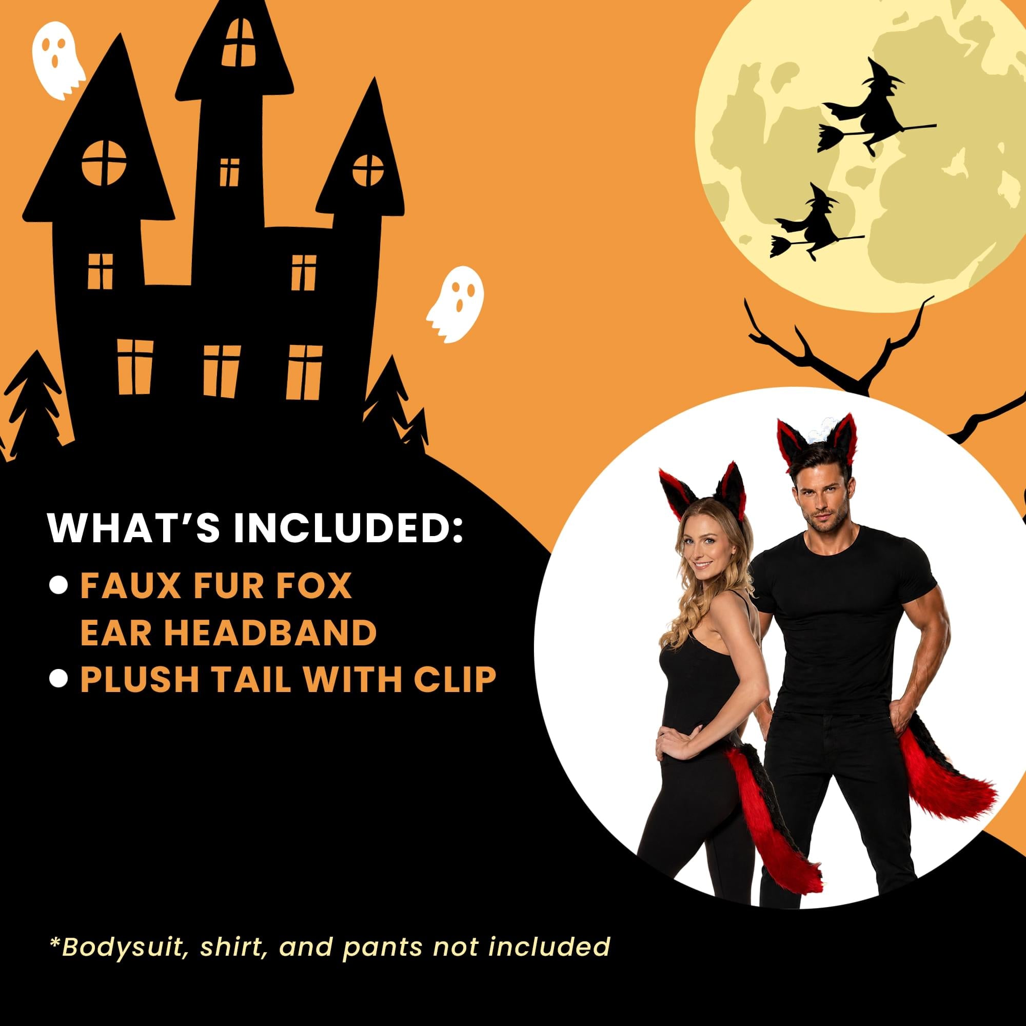 Black and Red Anime Fox Tail and Ears Adult Costume Accessory | One Size