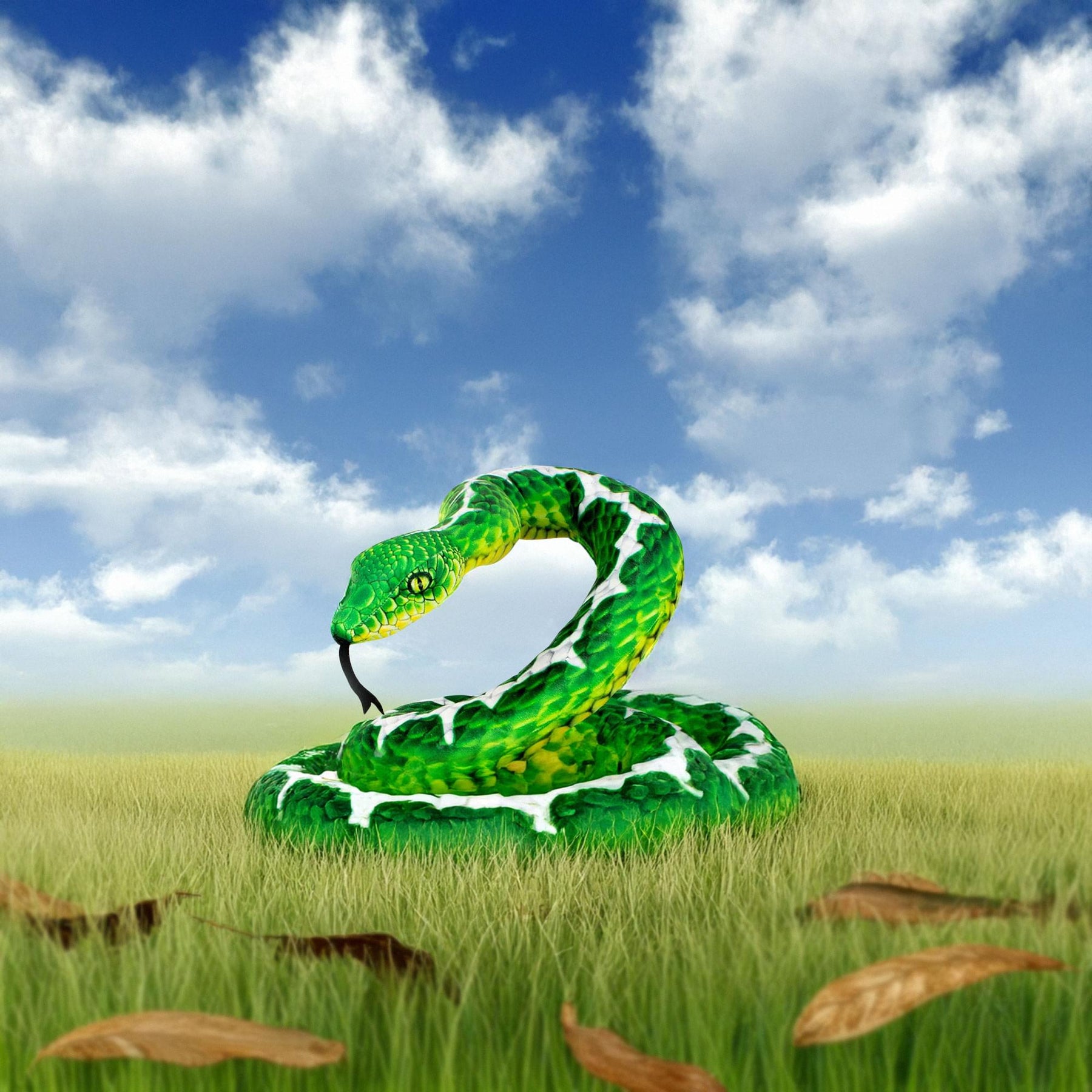 Real Planet Tree Python Green/White 118 Inch Realistic Soft Plush