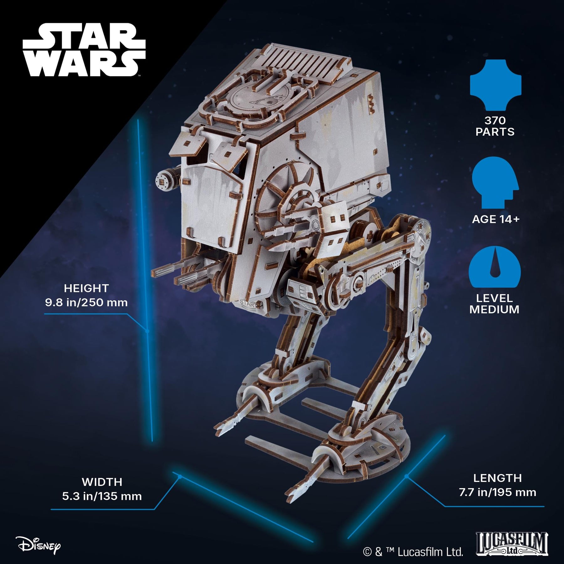 Star Wars AT-ST Walker 3D Wooden Puzzle Mechanical Model Kit