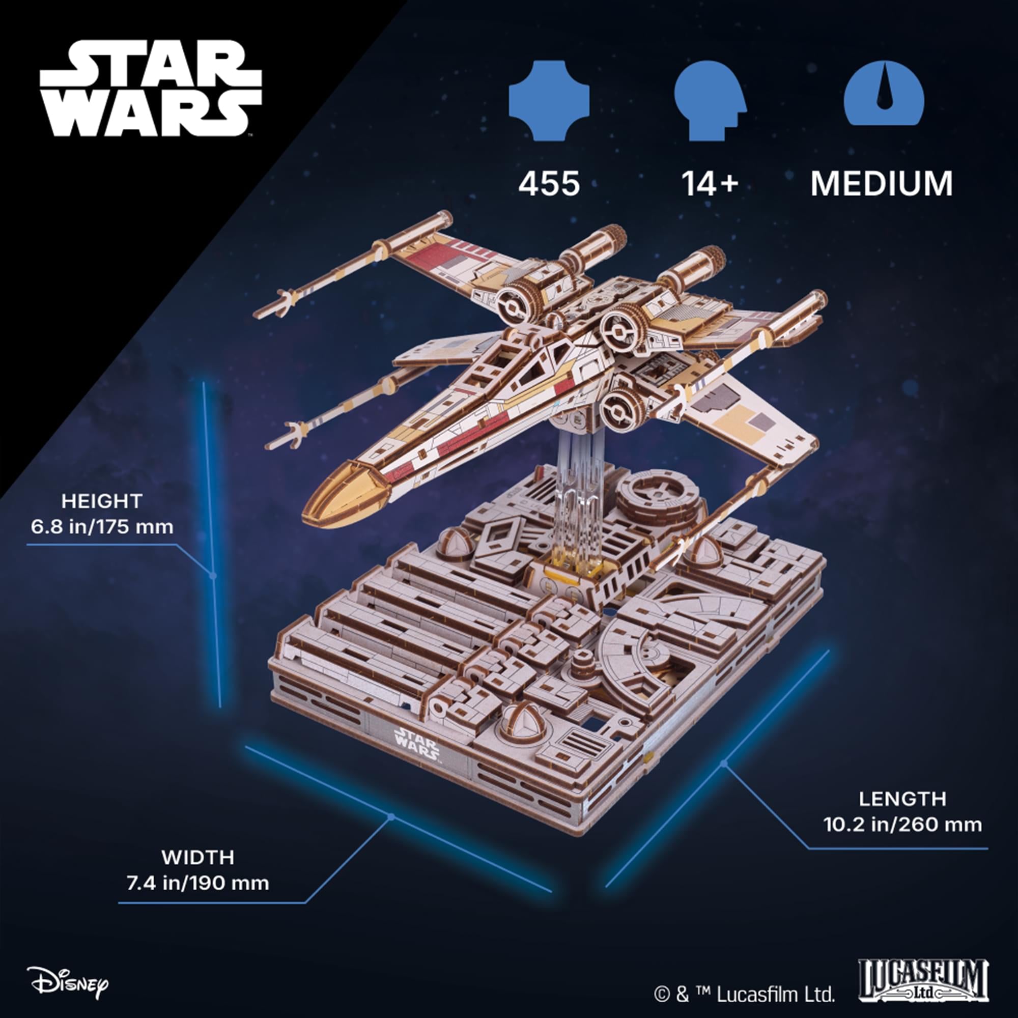 Star Wars X-Wing Starfighter 3D Wooden Puzzle Mechanical Model Kit