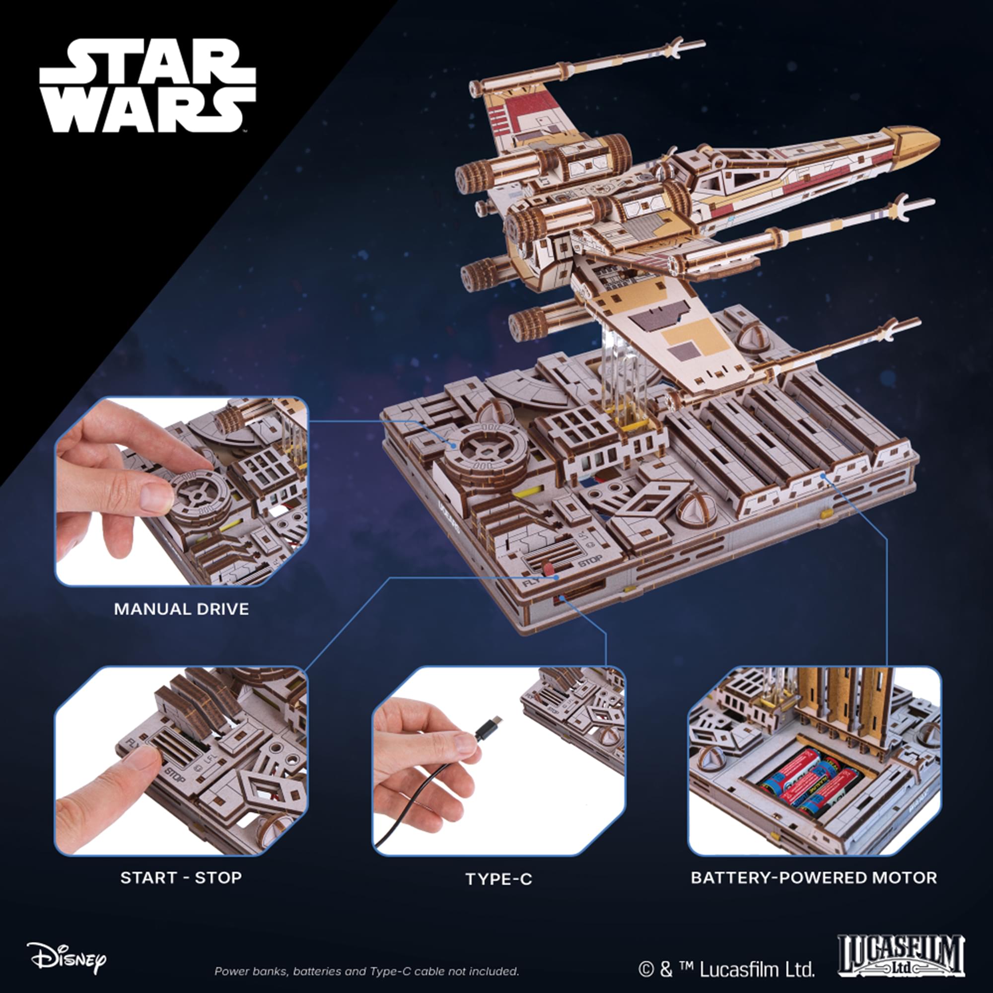 Star Wars X-Wing Starfighter 3D Wooden Puzzle Mechanical Model Kit