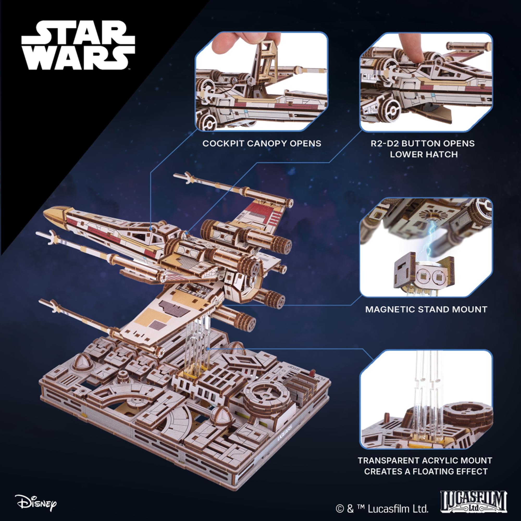 Star Wars X-Wing Starfighter 3D Wooden Puzzle Mechanical Model Kit