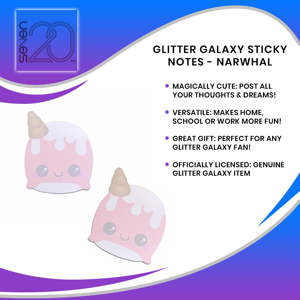 Glitter Galaxy Sticky Notes - Narwhal