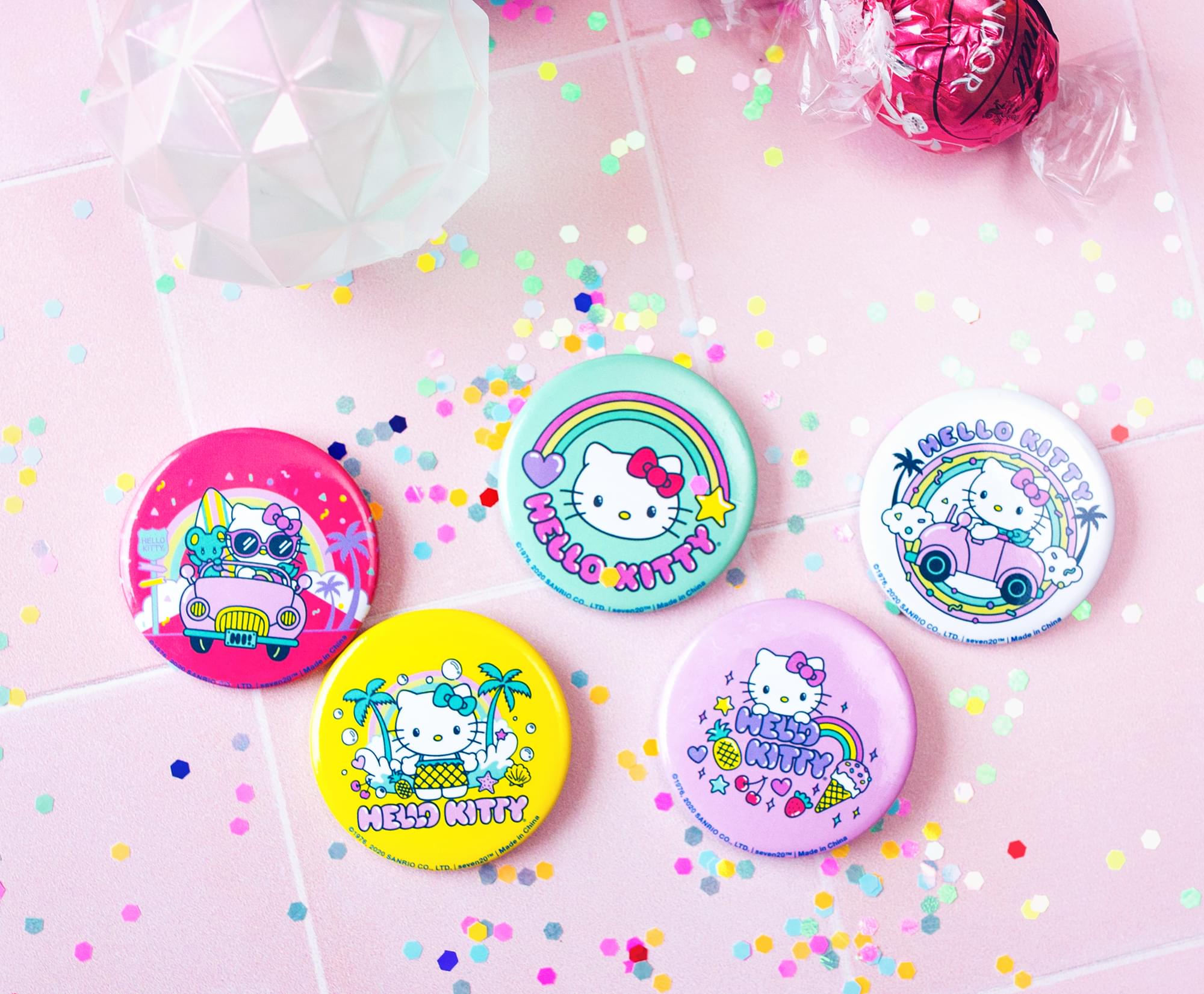 Sanrio Hello Kitty Pretty Pastels 5-Piece Tin Pin Button Set