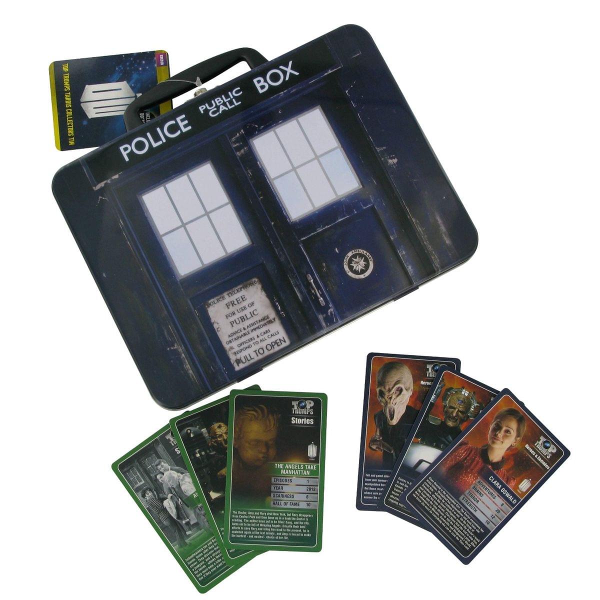 Doctor Who Top Trumps Game with TARDIS Lunch Box Collection Tin