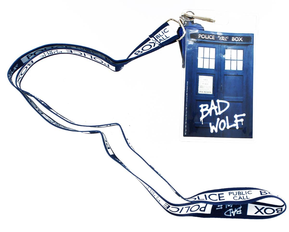 Doctor Who Bad Wolf with 2D TARDIS Lanyard Charm