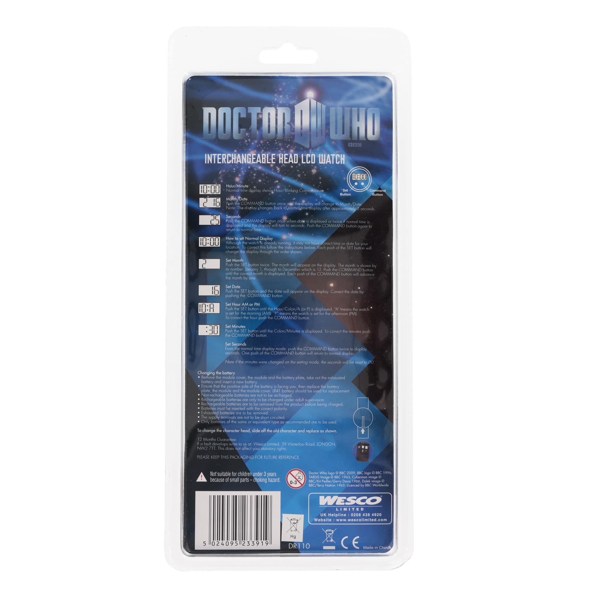 Doctor Who Interchangeable Head LCD Watch