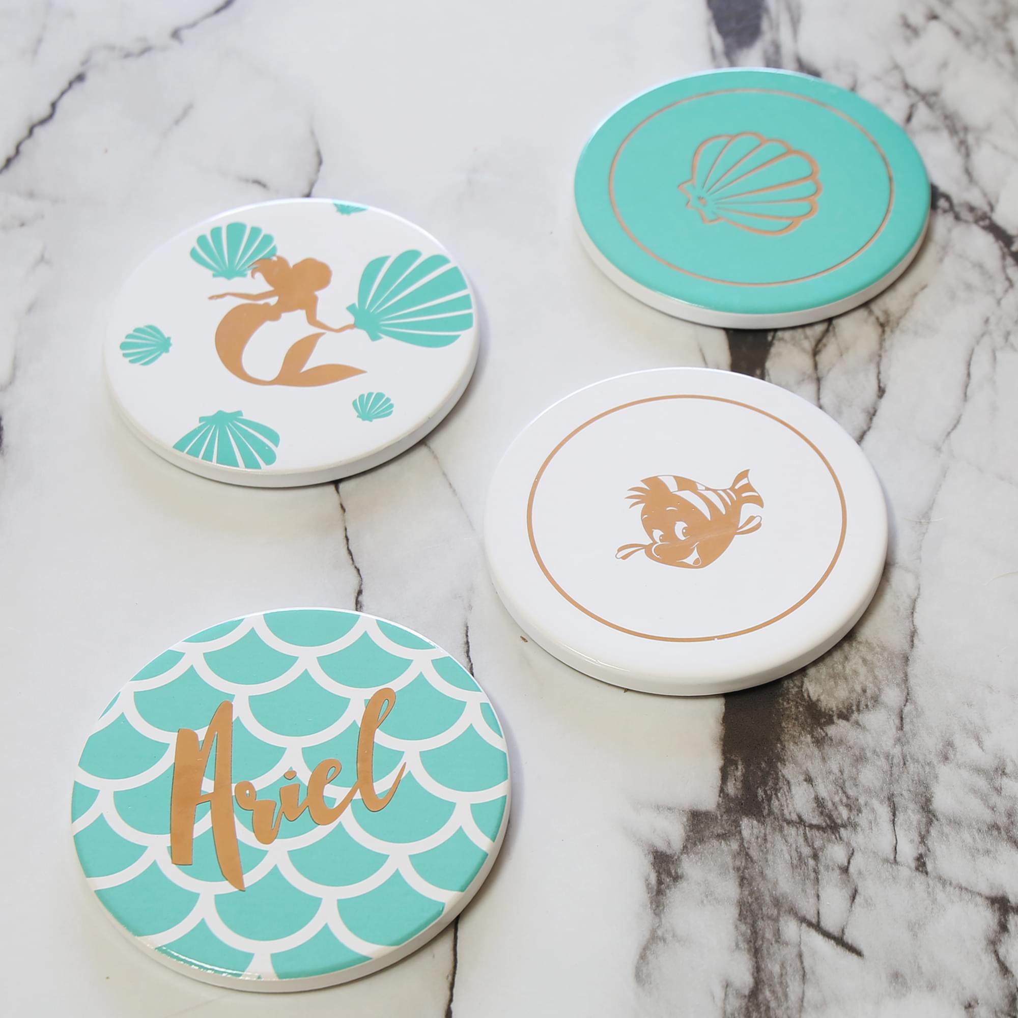 Disney The Little Mermaid 4 Piece Ceramic Coaster Set