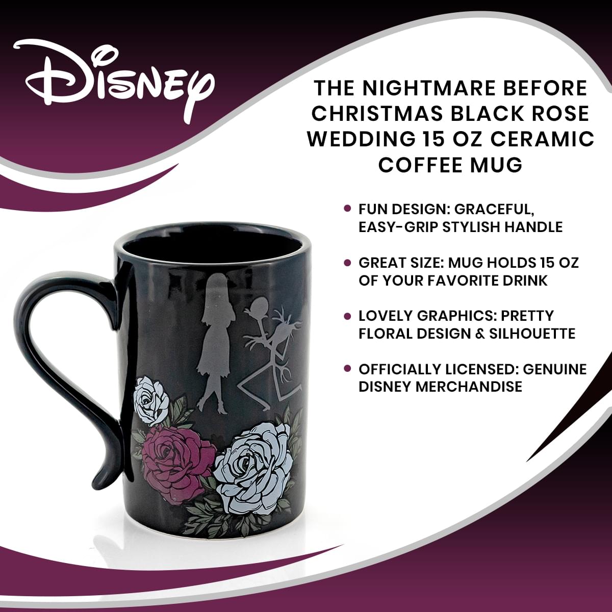 The Nightmare Before Christmas Black Rose Wedding 15 Oz Ceramic Coffee Mug