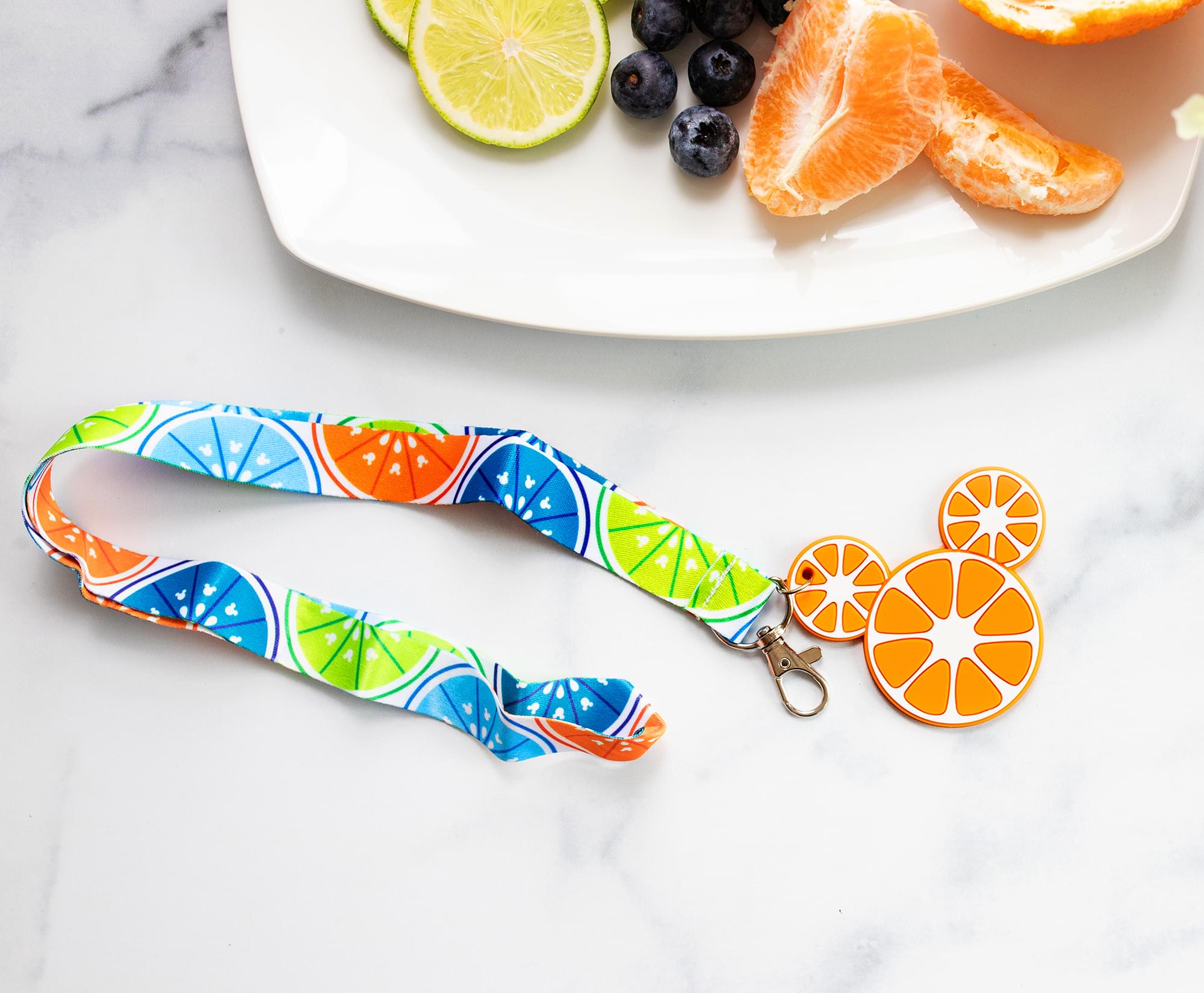 Disney Mickey Mouse Fruit Lanyard With Orange Charm