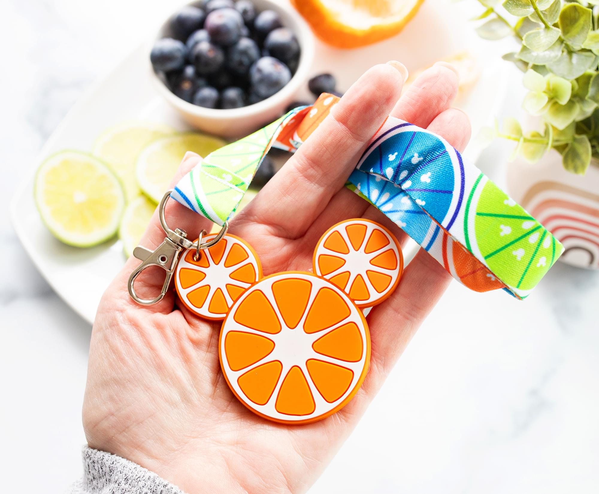 Disney Mickey Mouse Fruit Lanyard With Orange Charm