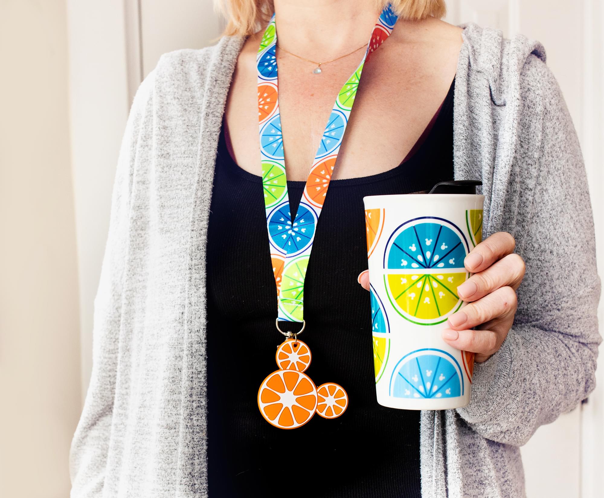 Disney Mickey Mouse Fruit Lanyard With Orange Charm