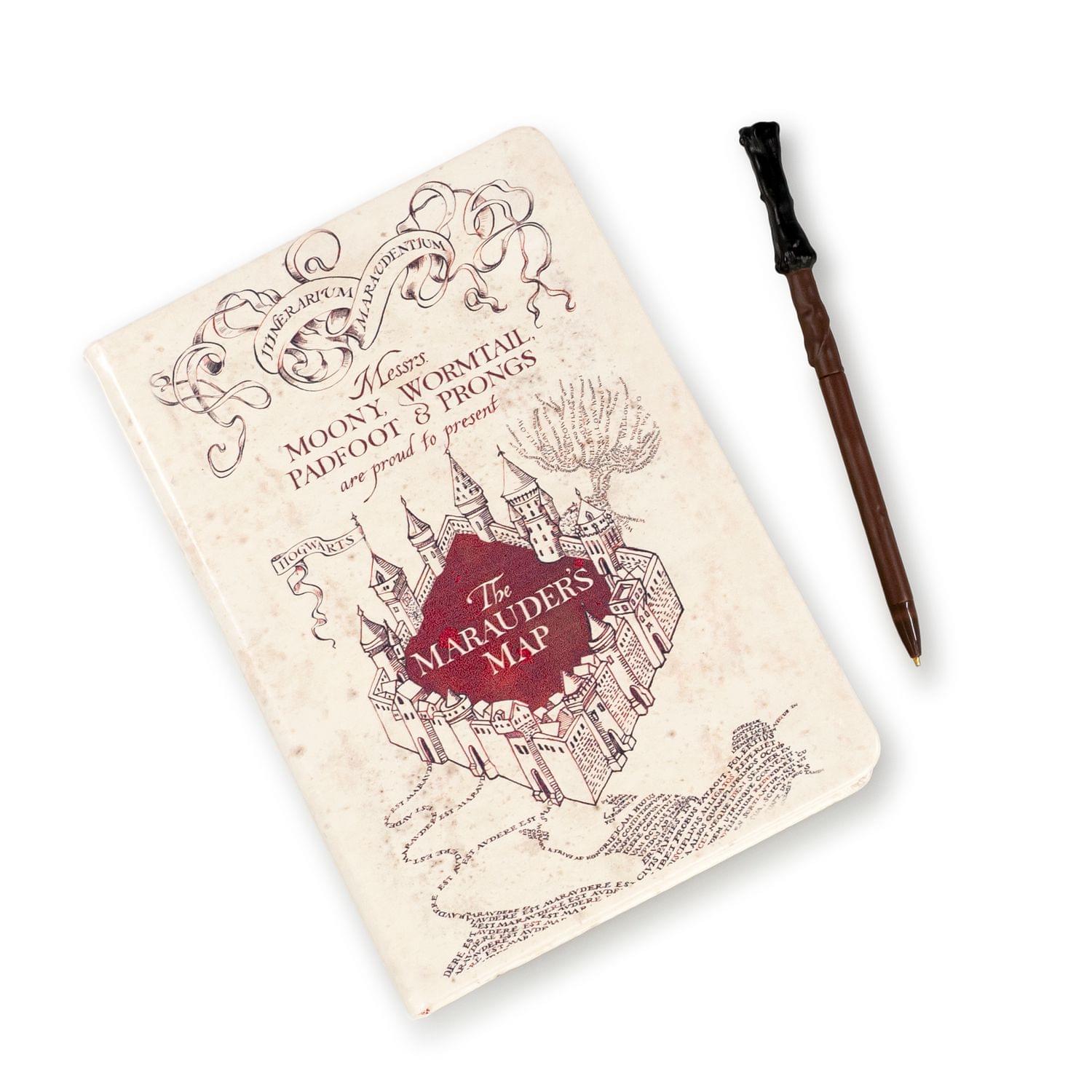 Harry Potter Marauder's Map Notebook & Harry's Wand Pen Set | 192 Blank Pages