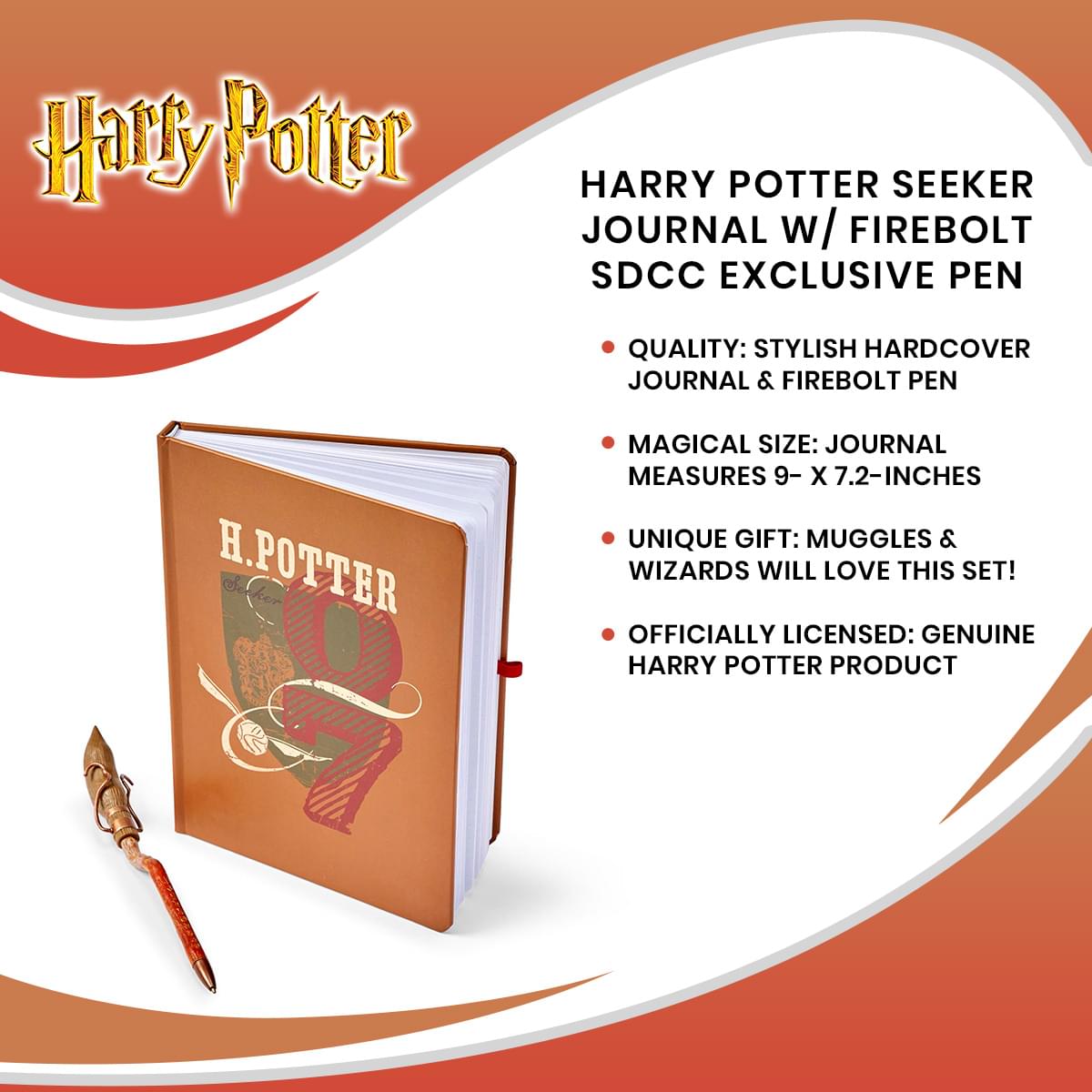 Harry Potter Seeker Journal w/ Firebolt SDCC Exclusive Pen