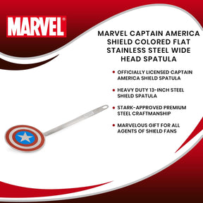 Marvel Captain America Shield Colored Flat Stainless Steel Wide Head Spatula