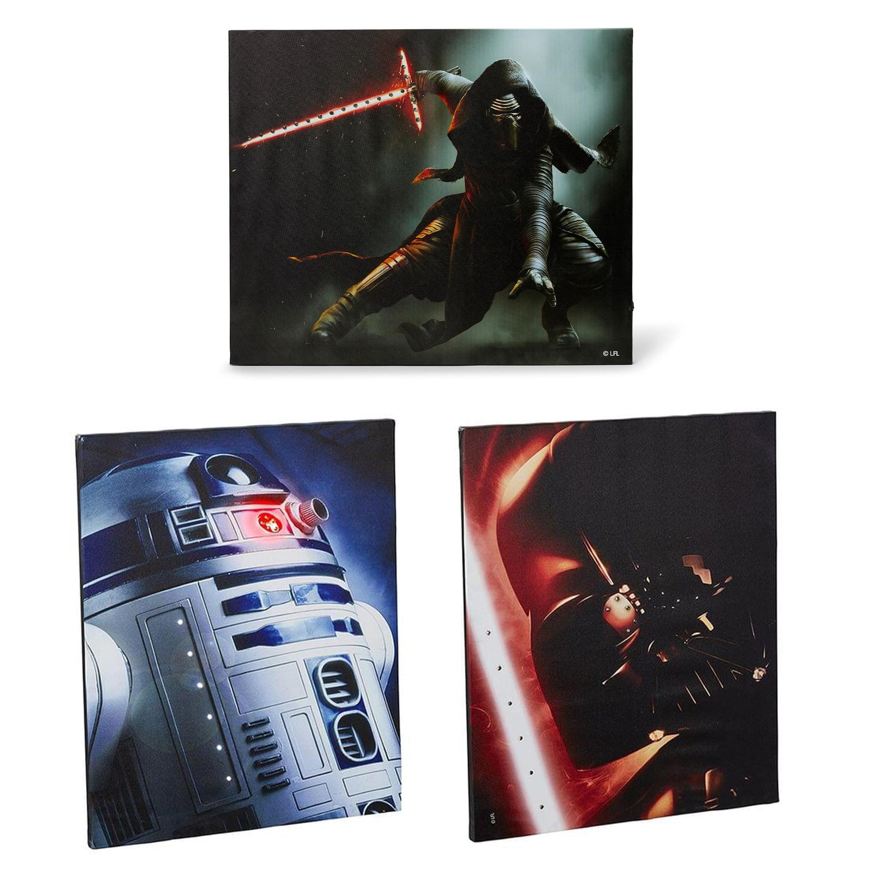 Star Wars 23.9"x19.9" Illuminated Canvas Wall Art, Set of 3