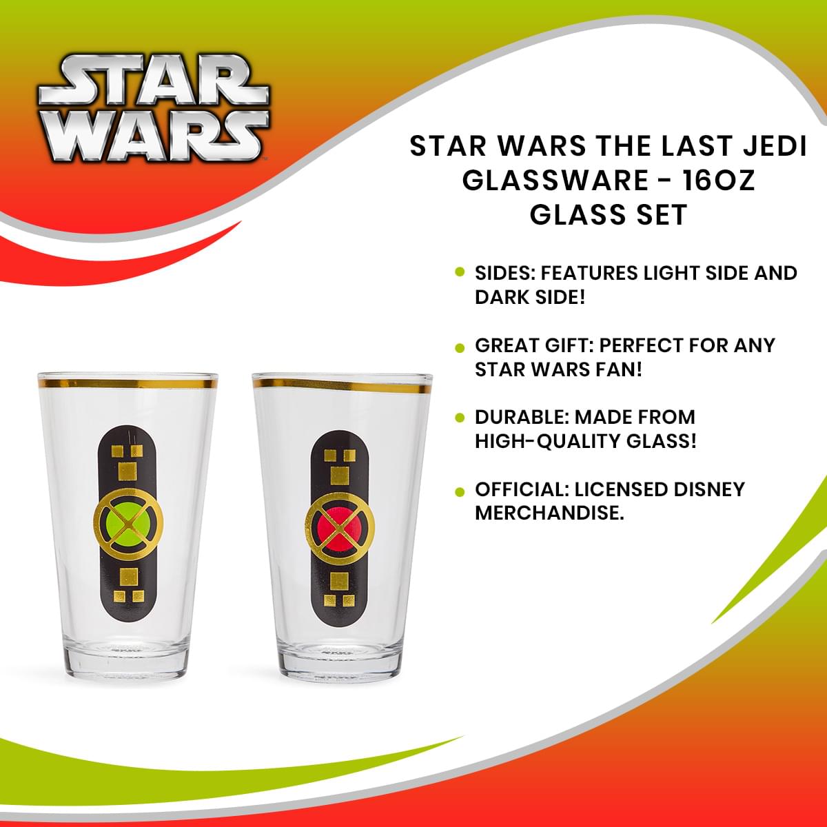 Star Wars The Last Jedi Glassware - 16oz Glass Set
