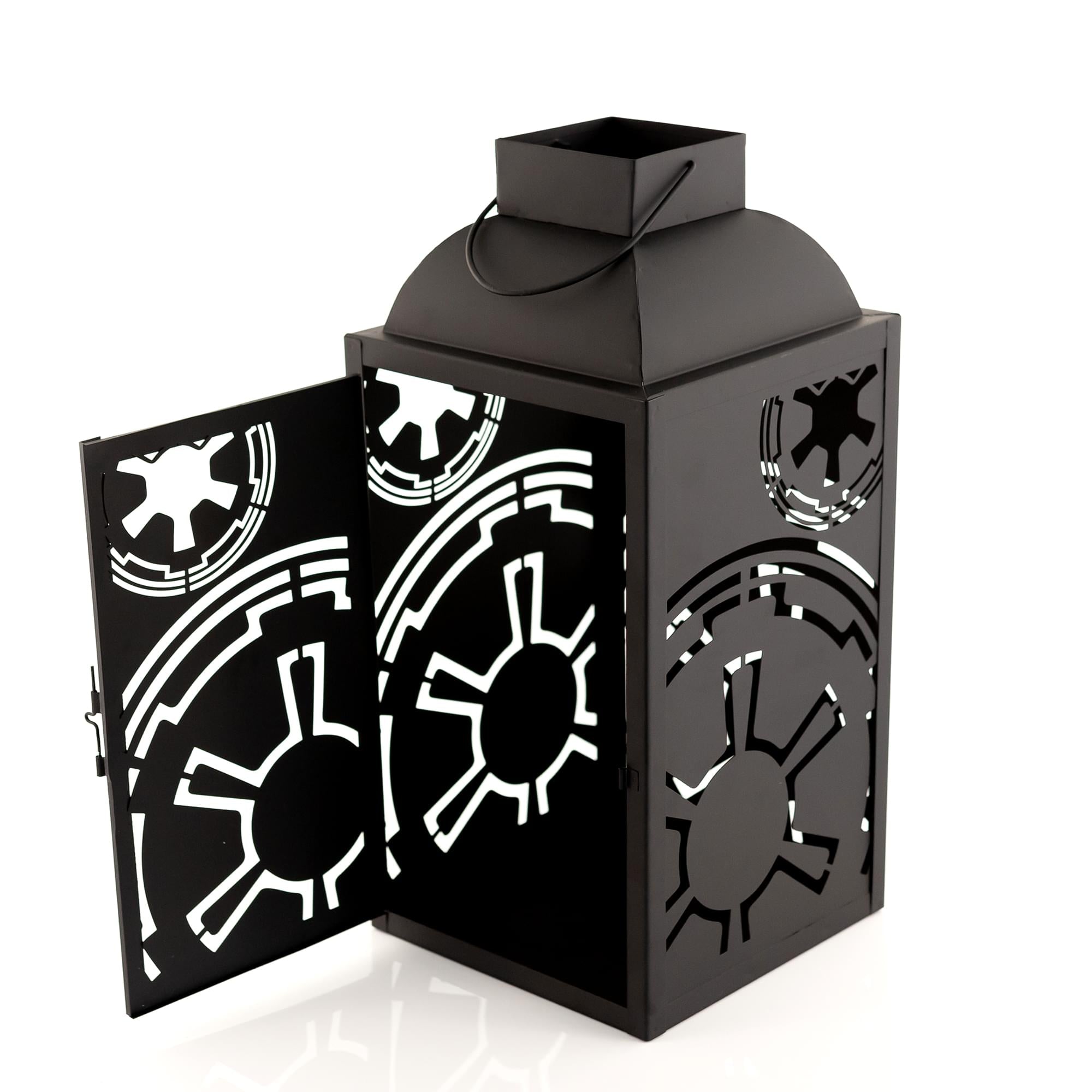 Star Wars Black Stamped Lantern | Empire Imperial Symbol | 14 Inches Tall
