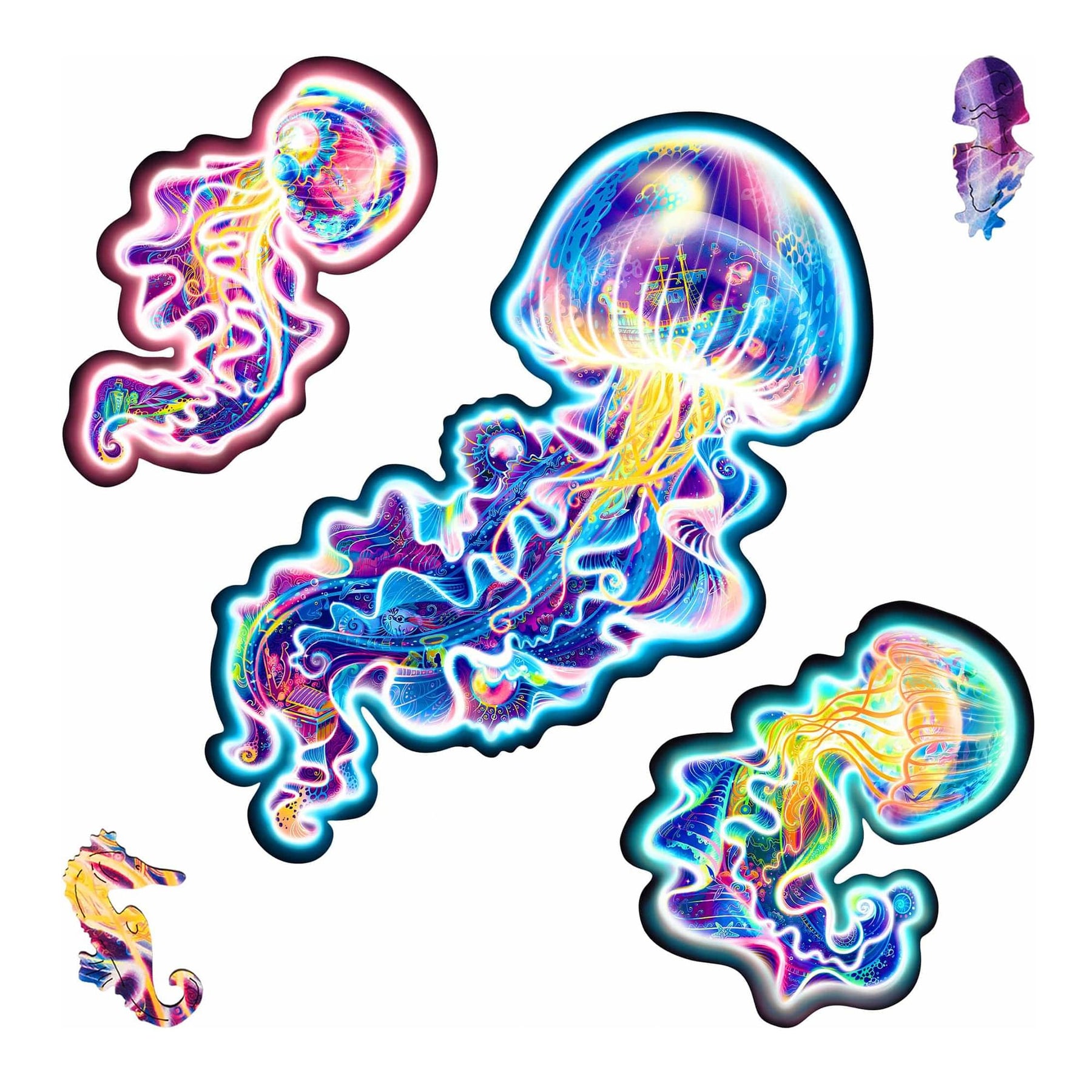 Jellyfish 227 Piece Shaped Wooden Jigsaw Puzzle
