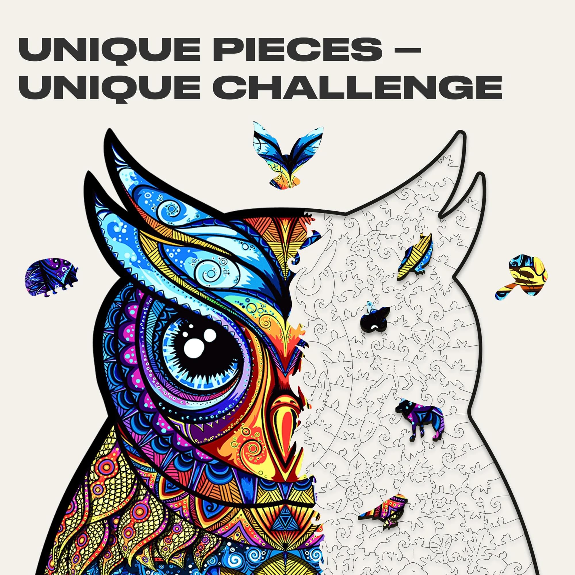 Charming Owl 366 Piece Shaped Wooden Jigsaw Puzzle
