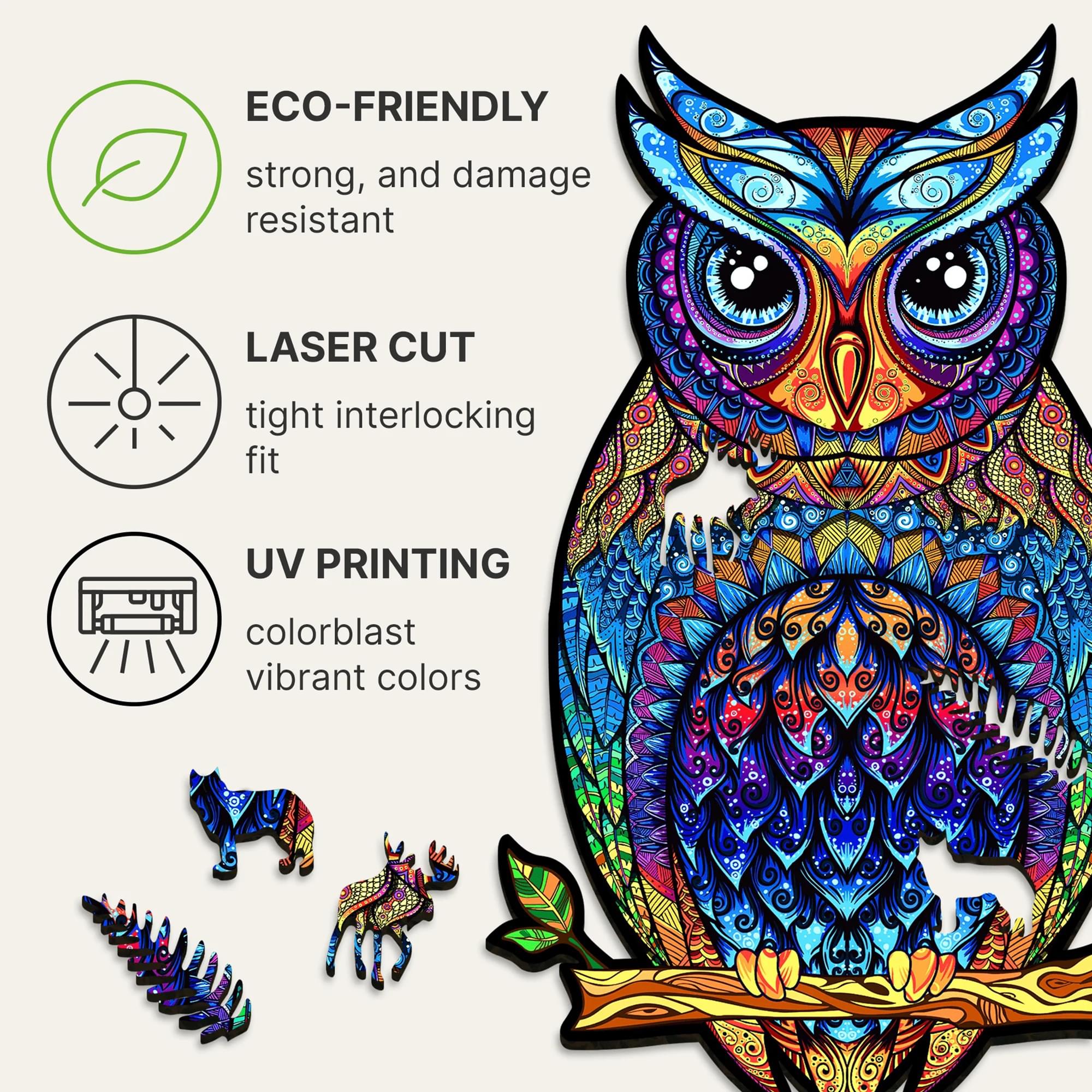 Charming Owl 366 Piece Shaped Wooden Jigsaw Puzzle