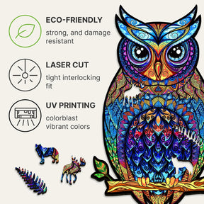 Charming Owl 366 Piece Shaped Wooden Jigsaw Puzzle