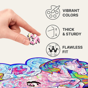 Inspiring Unicorn 195 Piece Shaped Wooden Jigsaw Puzzle