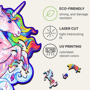 Inspiring Unicorn 195 Piece Shaped Wooden Jigsaw Puzzle