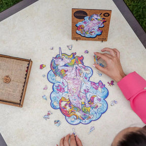 Inspiring Unicorn 195 Piece Shaped Wooden Jigsaw Puzzle