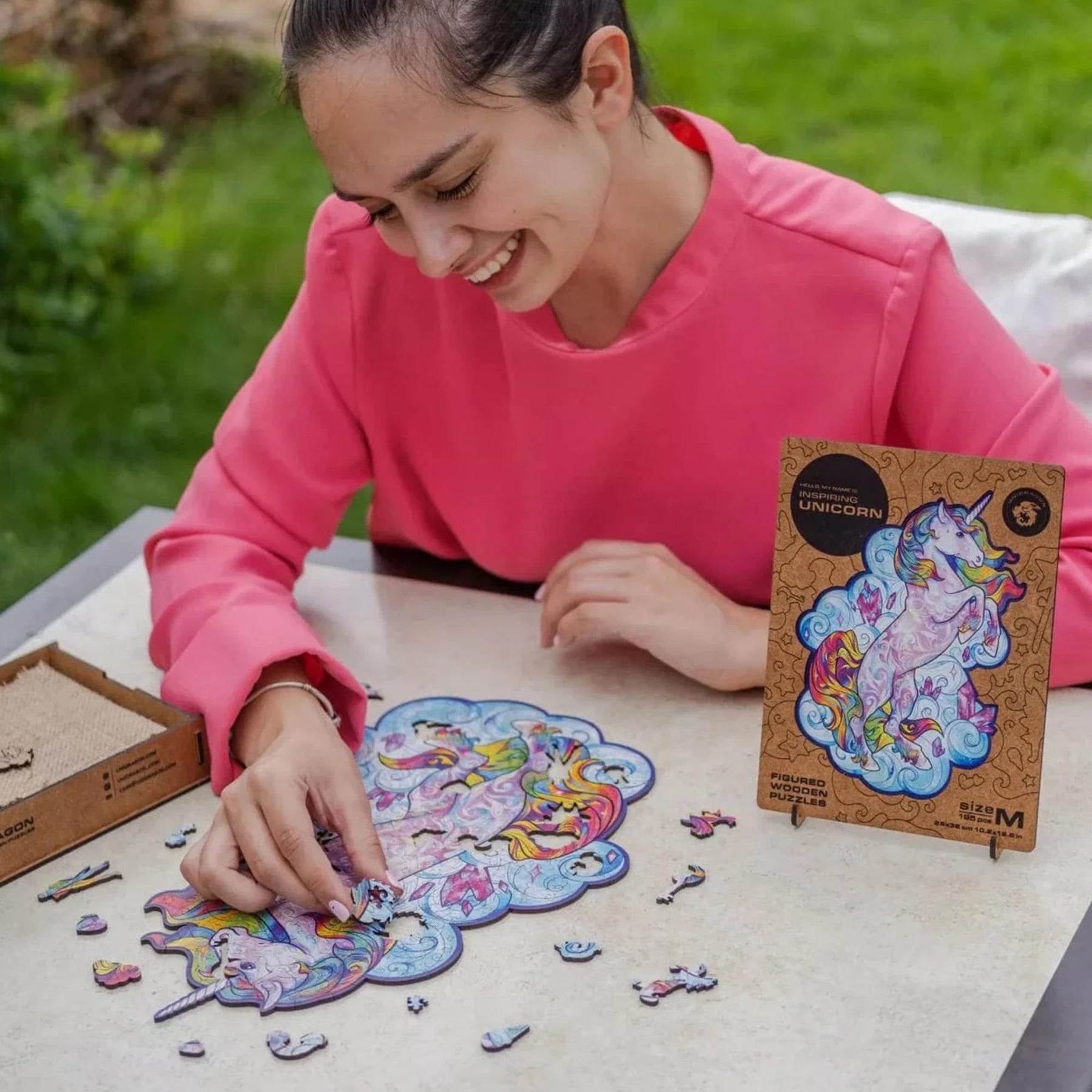 Inspiring Unicorn 195 Piece Shaped Wooden Jigsaw Puzzle