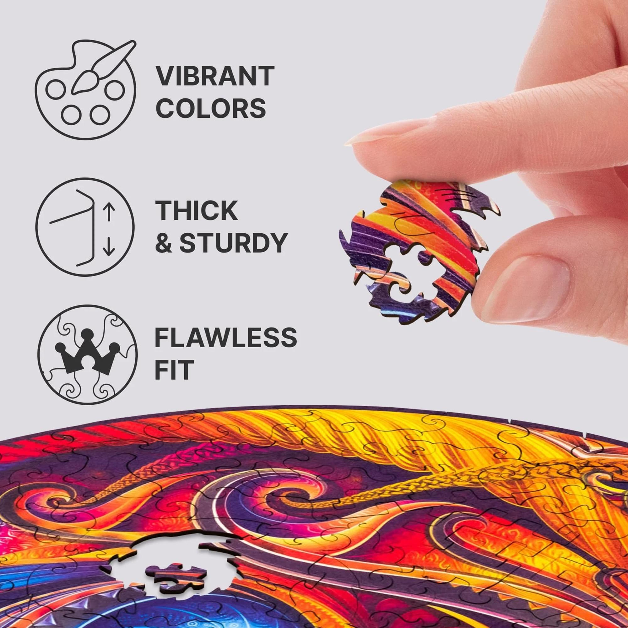 Spiral Incarnation Round 200 Piece Wooden Jigsaw Puzzle