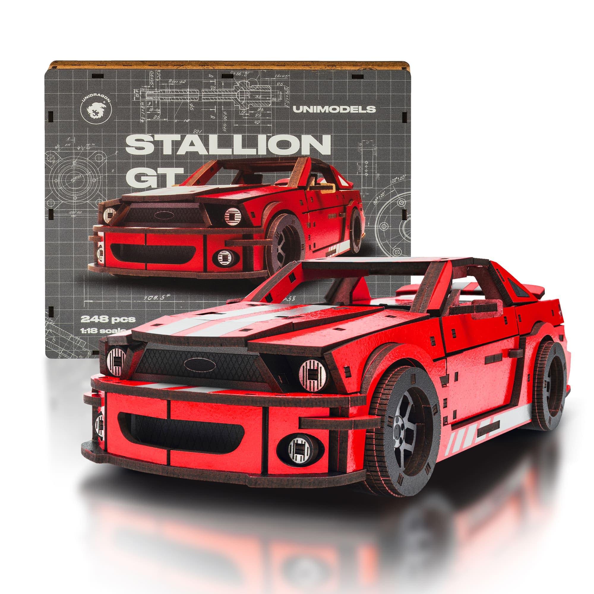 Stallion GT Red 248 Piece Wooden 3D Puzzle | Free Shipping