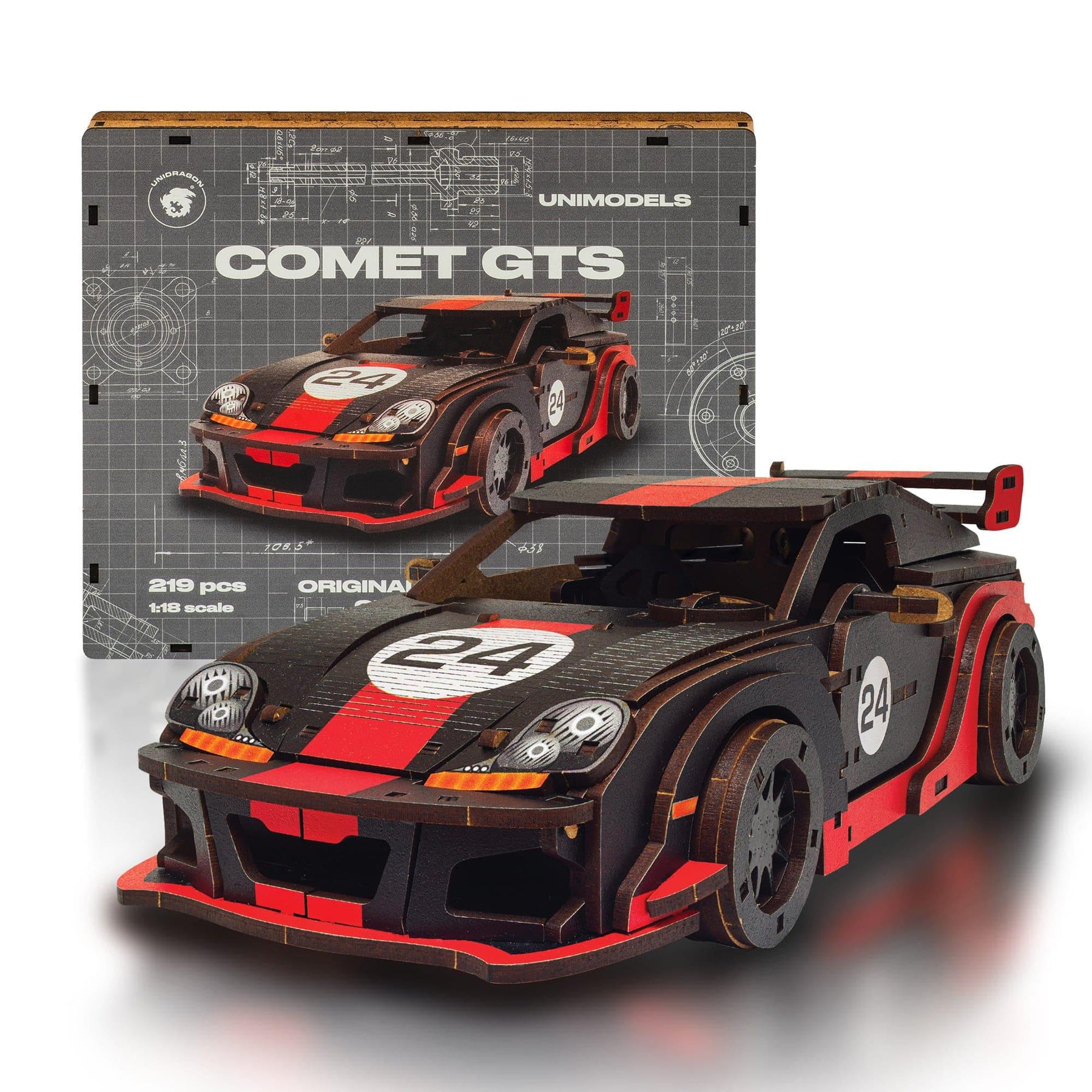 Comet GTS Black-Red 219 Piece Wooden 3D Puzzle