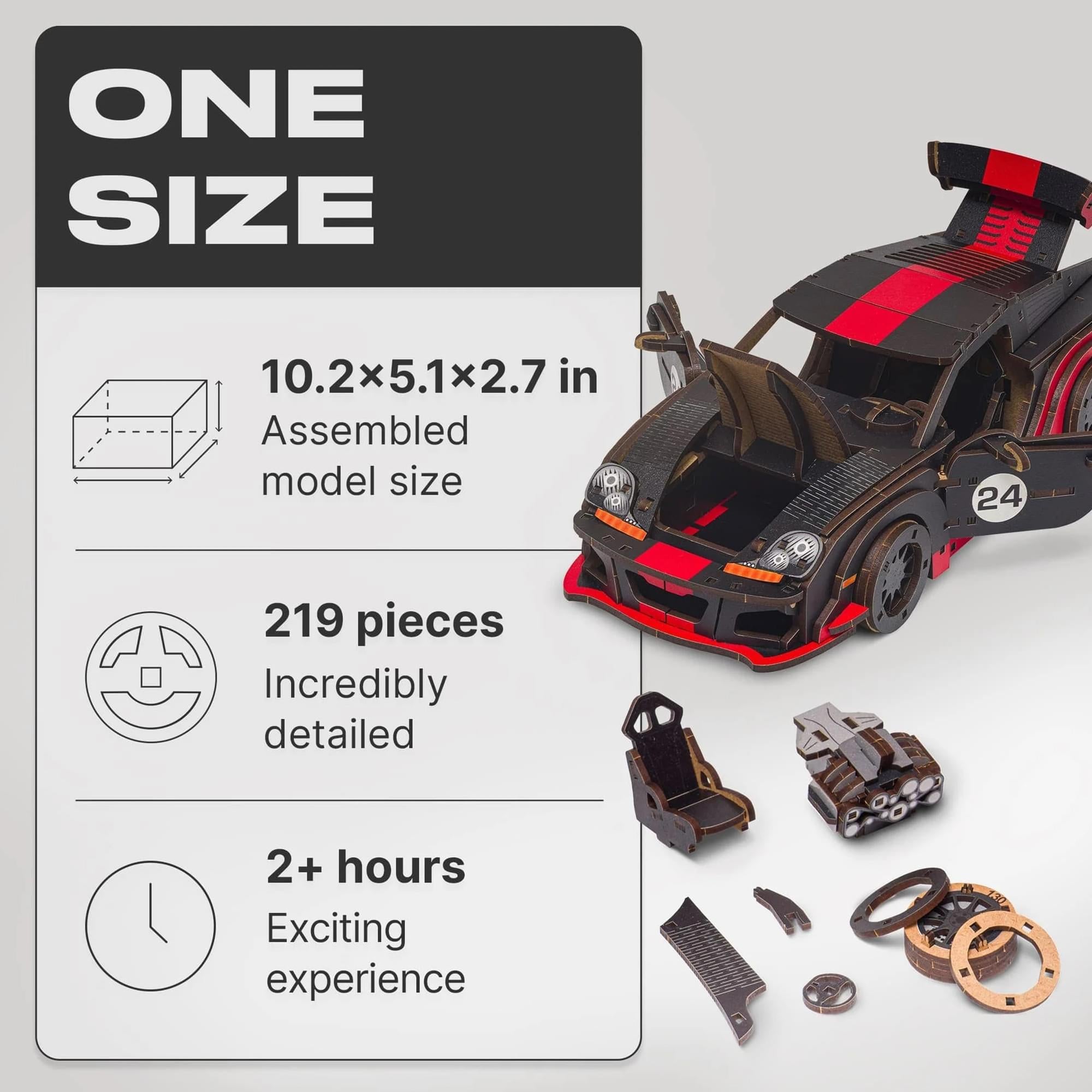 Comet GTS Black-Red 219 Piece Wooden 3D Puzzle