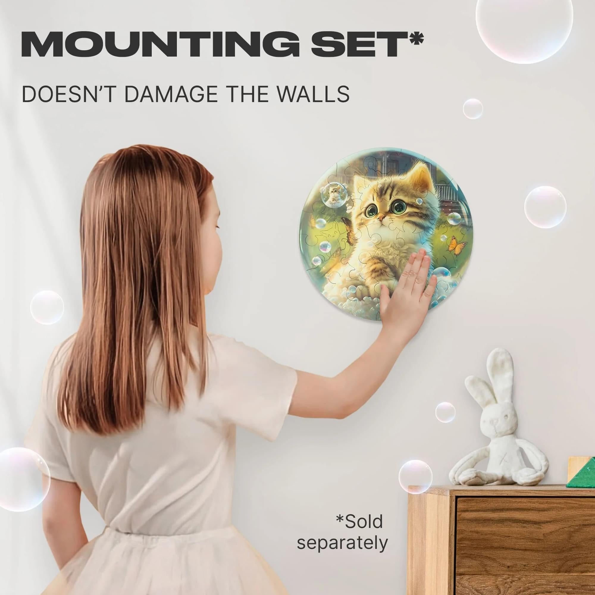 Kitty Bubblezz Round 30 Piece Wooden Jigsaw Puzzle