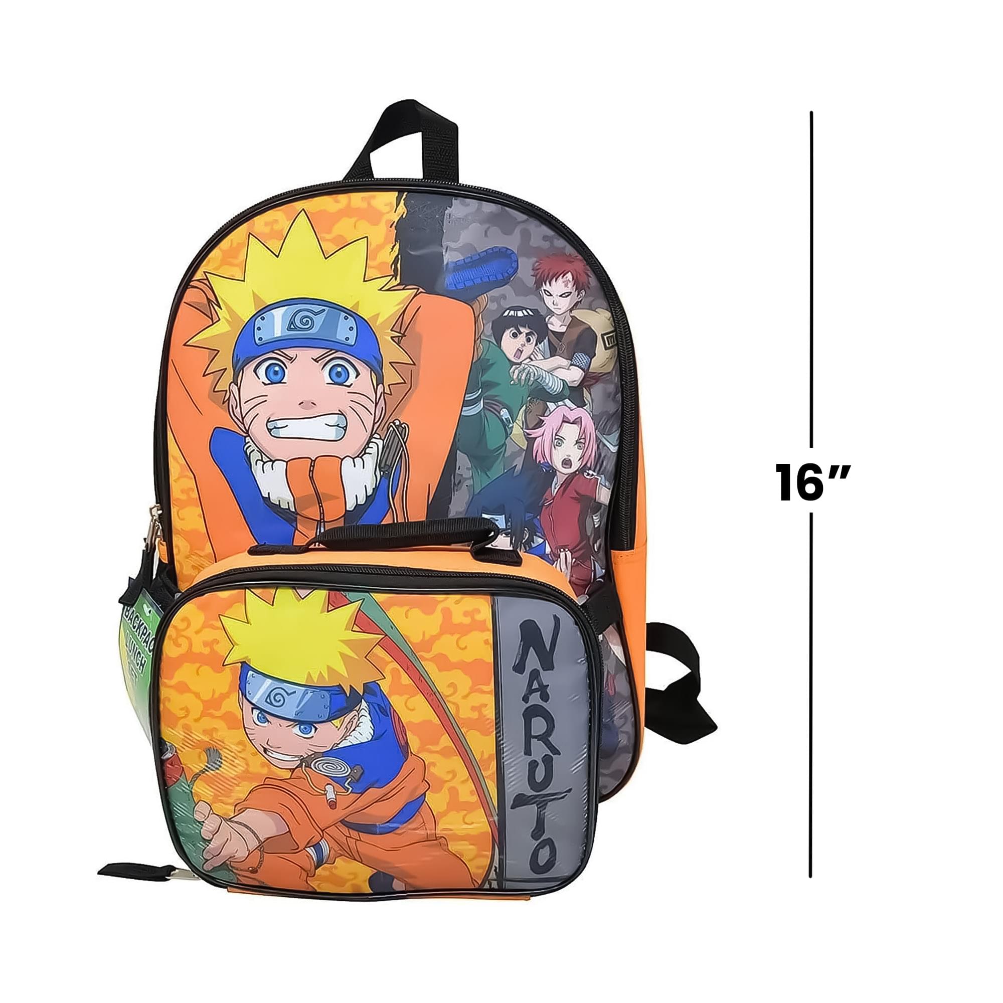Naruto Uzumaki 16 Inch Kids Backpack with Lunch Bag