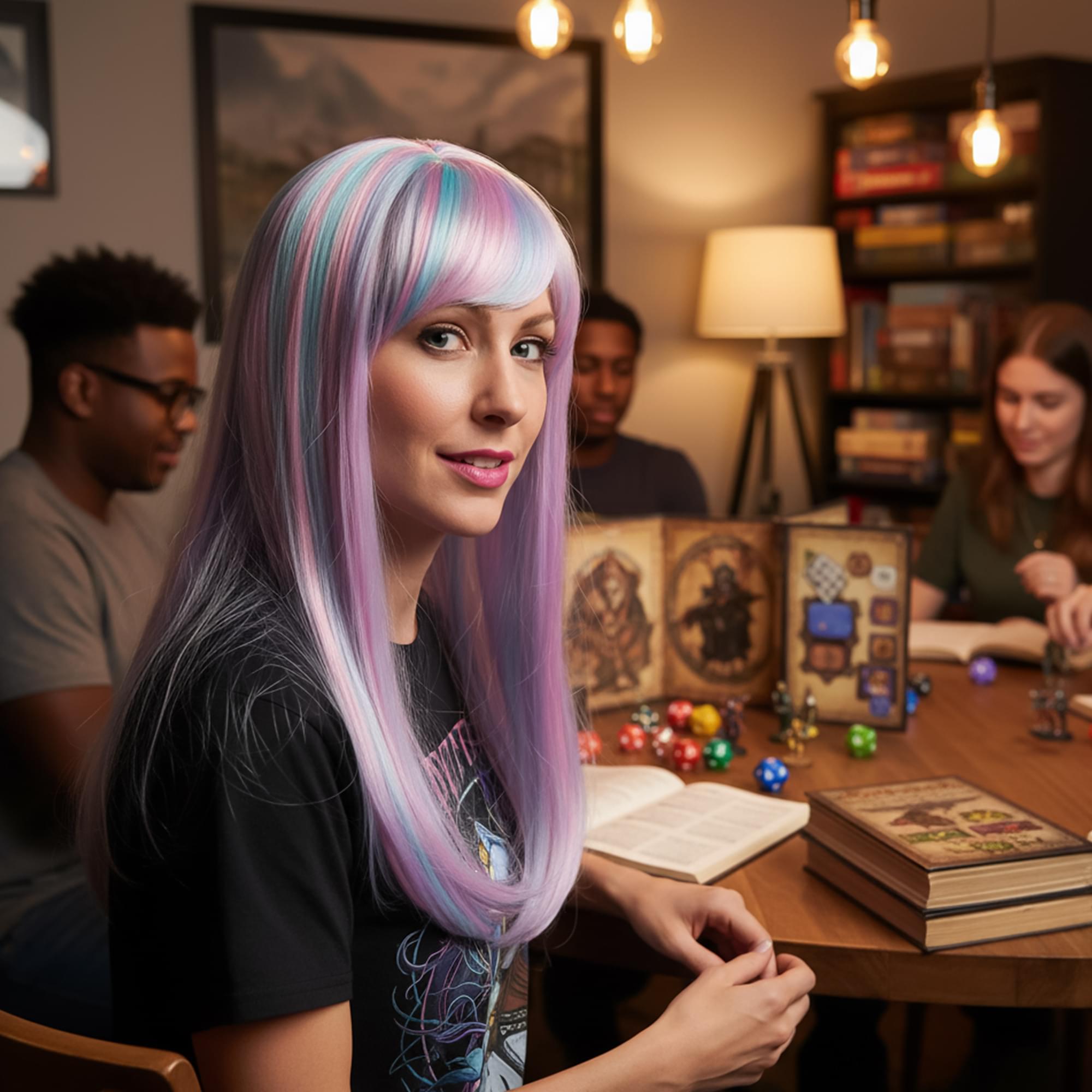 Kelly Venus Blue, Purple & Pink Wig Costume Accessory