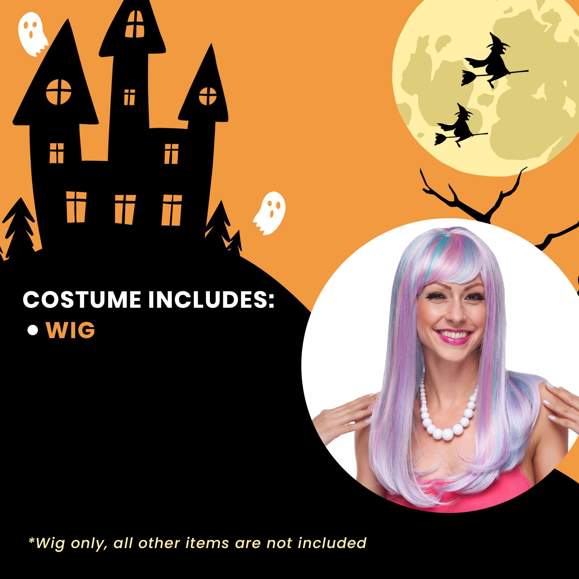 Kelly Venus Blue, Purple & Pink Wig Costume Accessory