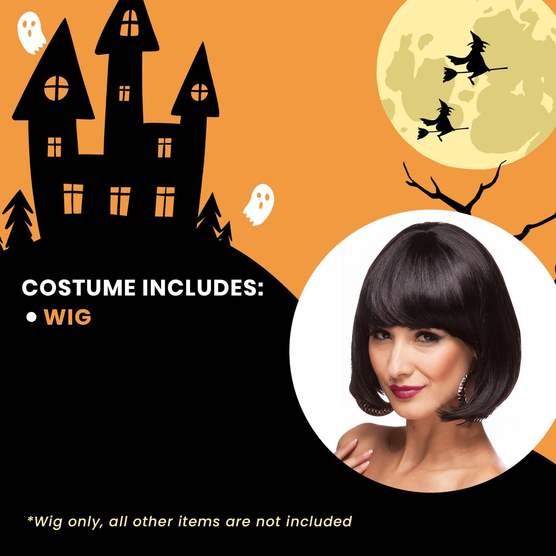 Cindy Bob Black Wig Costume Accessory