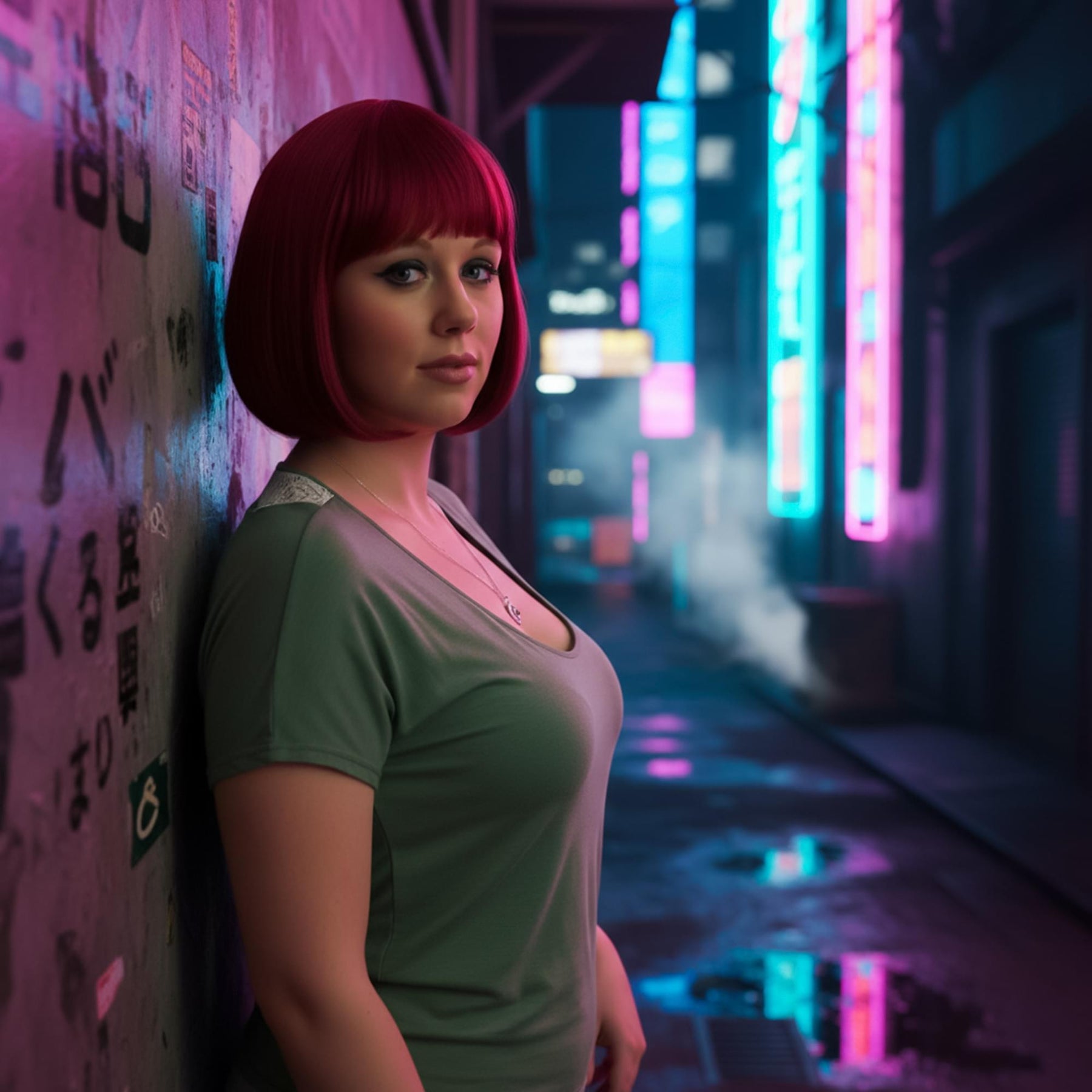 Burgundy Cindy Wig Costume Accessory