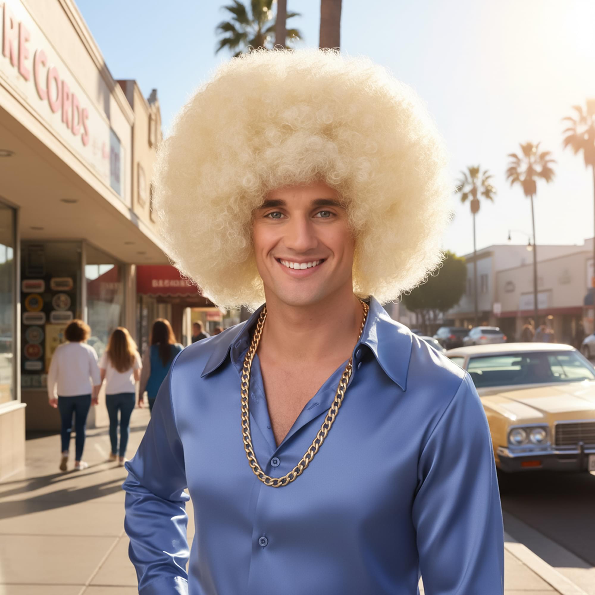 Afro Light Blonde Wig Costume Accessory