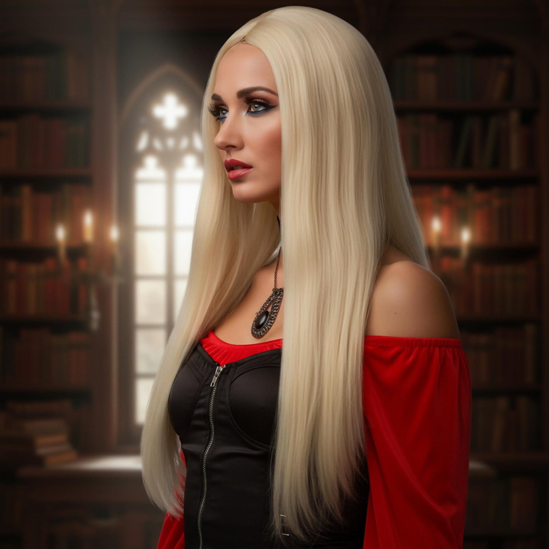 Budget Witch Long Blonde Wig Costume Accessory