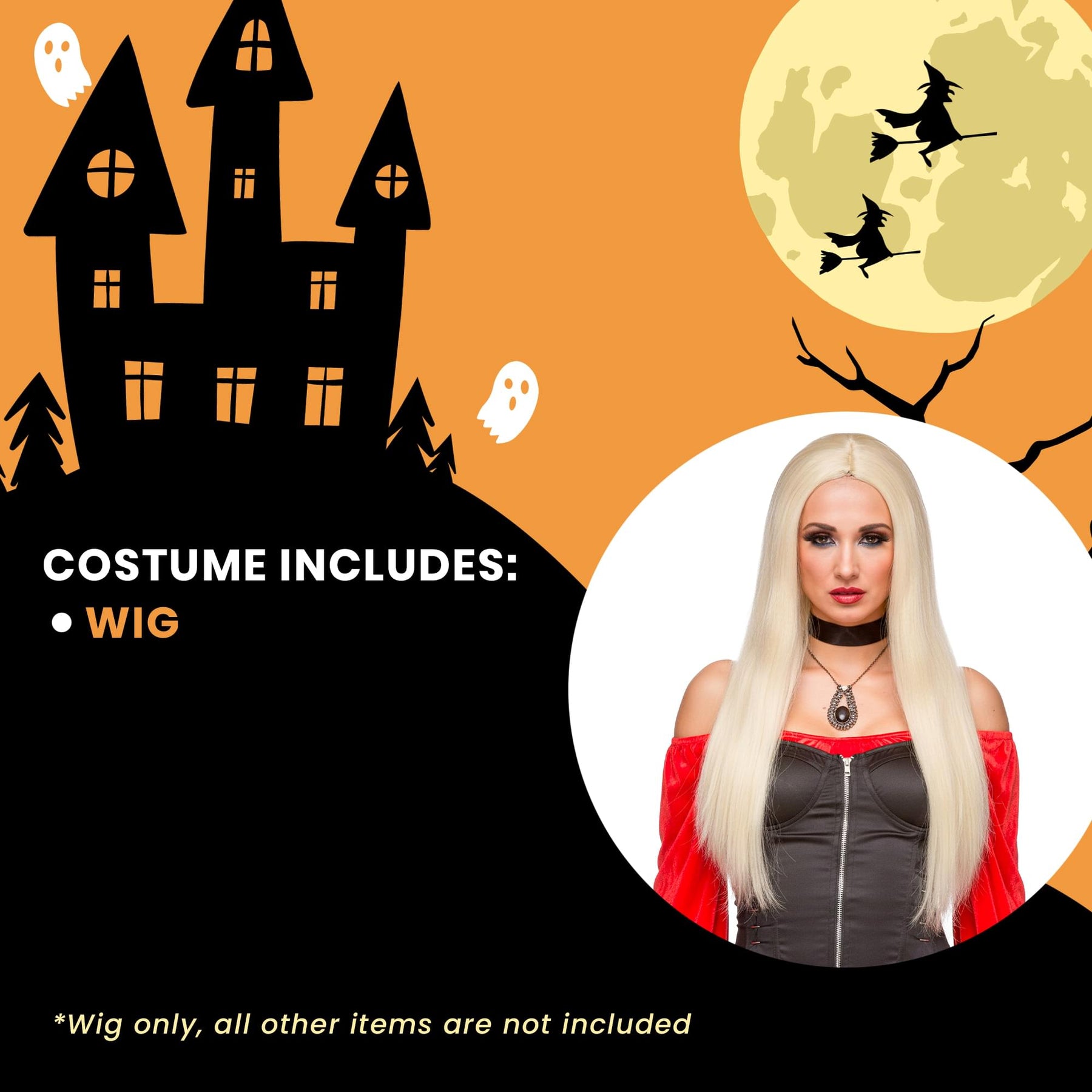 Budget Witch Long Blonde Wig Costume Accessory