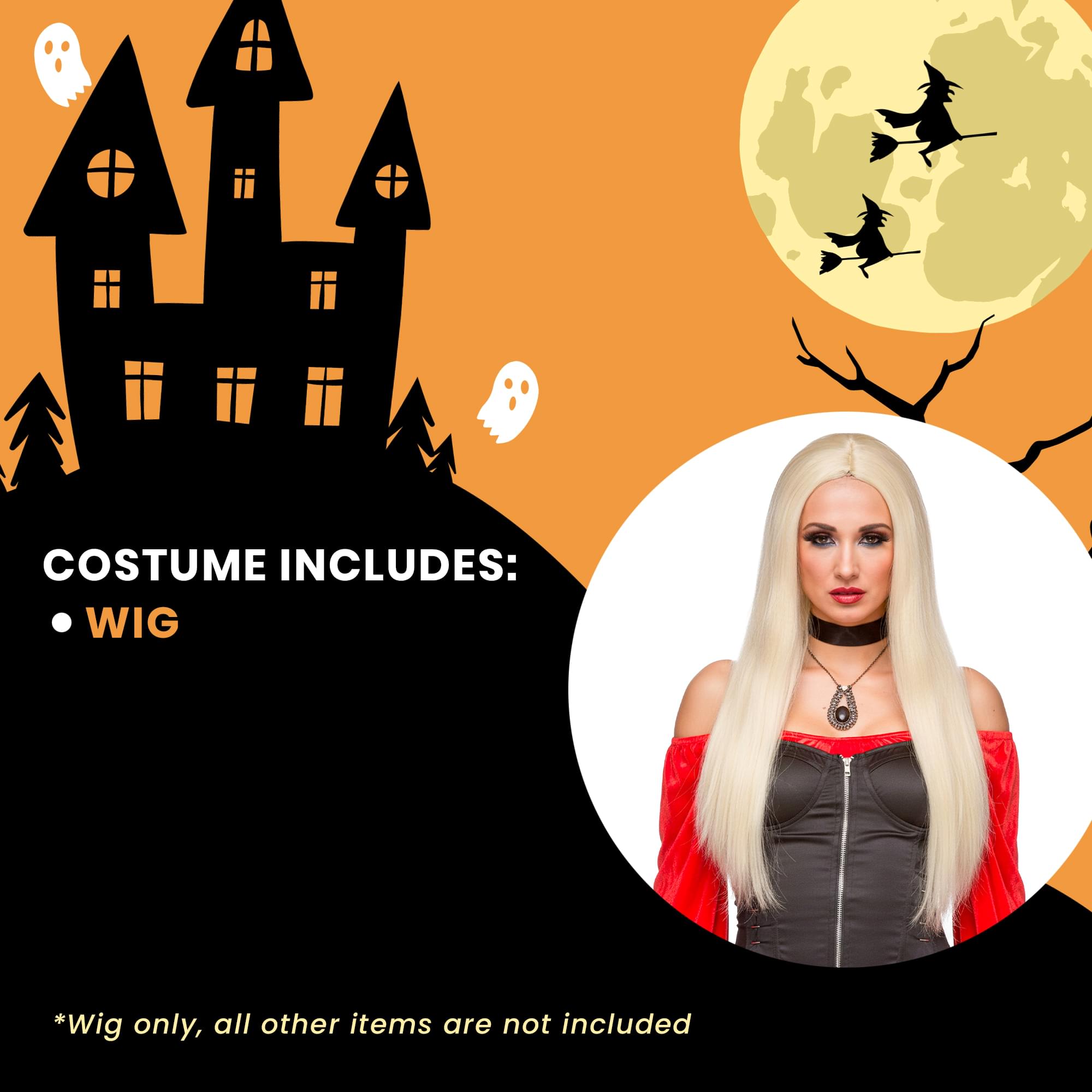 Budget Witch Long Blonde Wig Costume Accessory