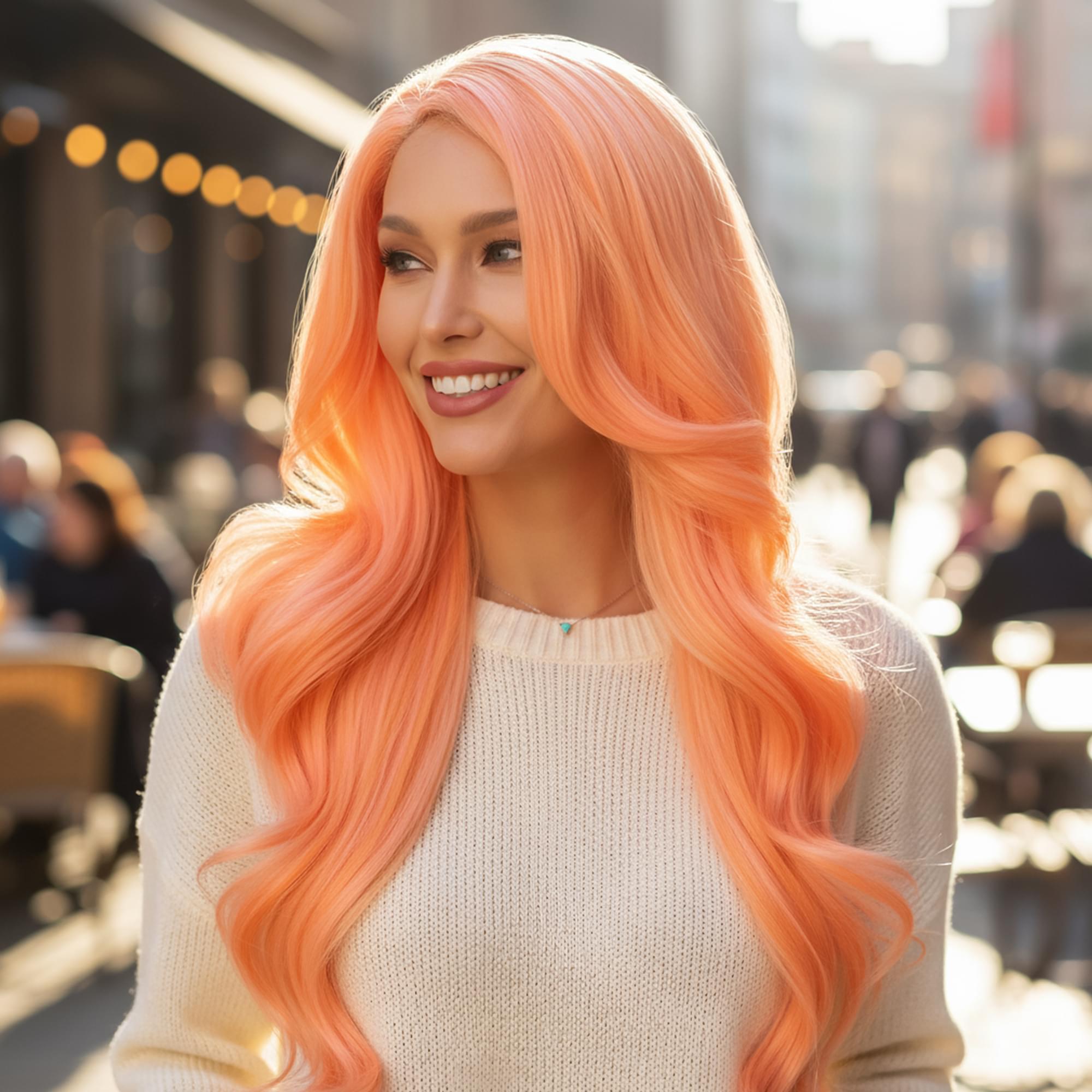 Kim Tropical Peach Wig Costume Accessory