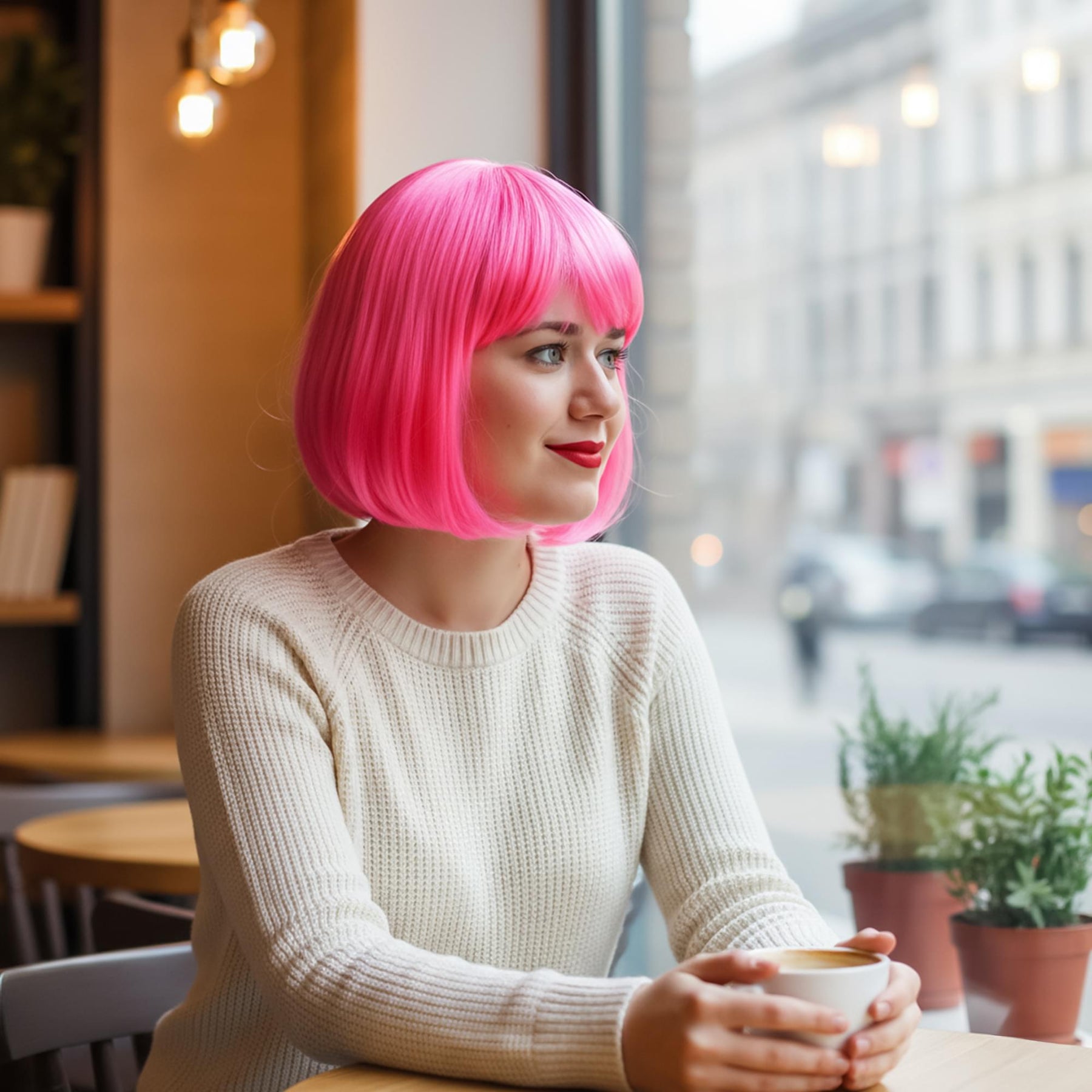 Cindy Hot Pink Wig Costume Accessory