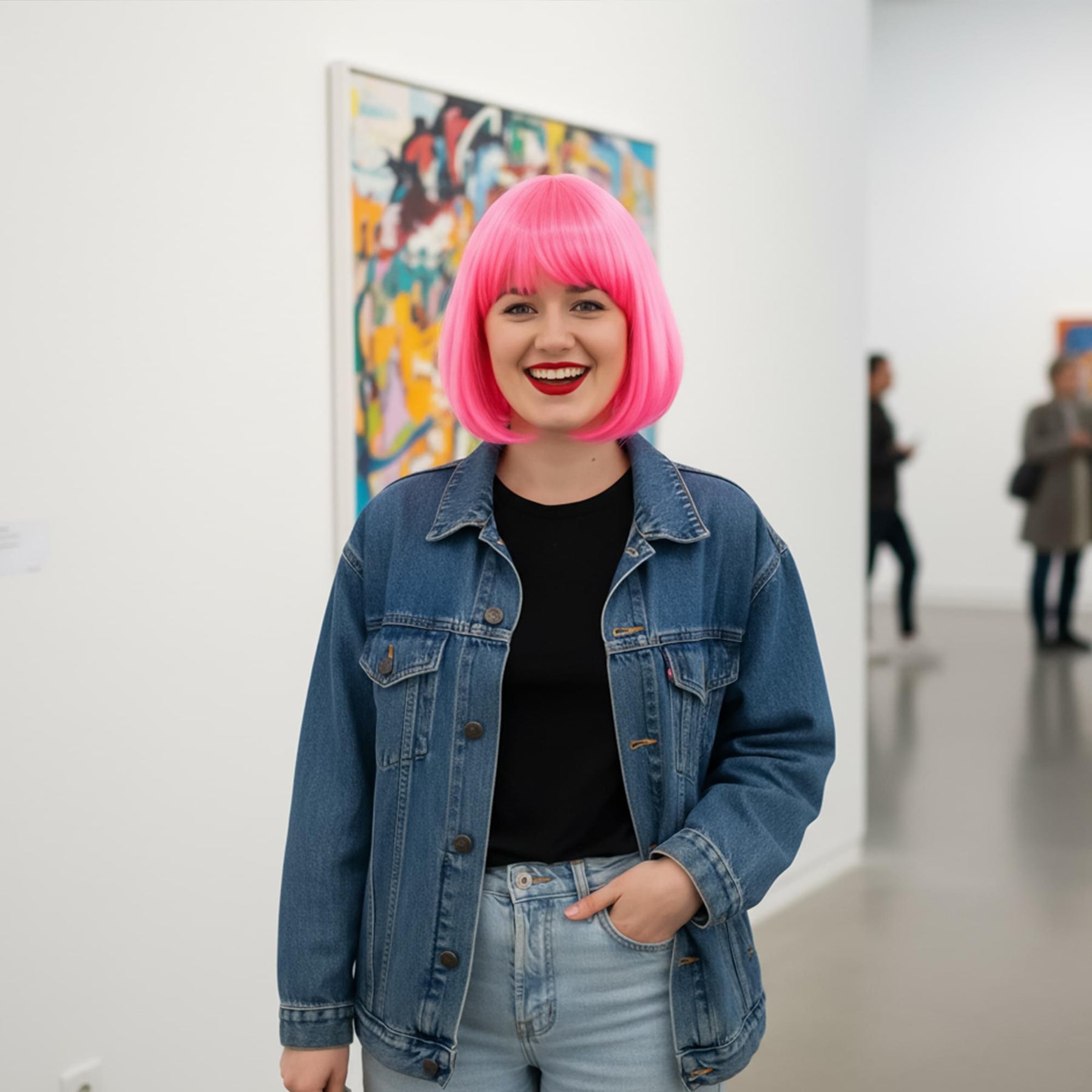 Cindy Hot Pink Wig Costume Accessory